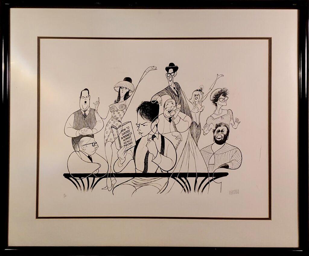 Cómo triunfar en los negocios Musical de Broadway Matthew Broderick Firmado Premio Tony - Print de Albert Al Hirschfeld