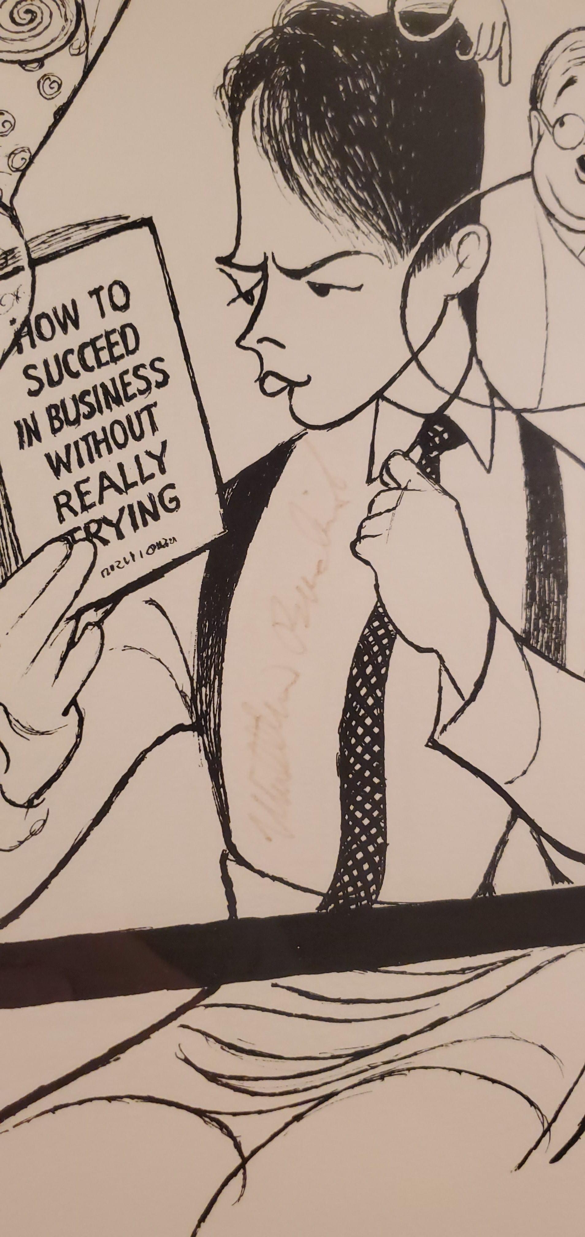 Cómo triunfar en los negocios Musical de Broadway Matthew Broderick Firmado Premio Tony - Print Rendimiento de Albert Al Hirschfeld