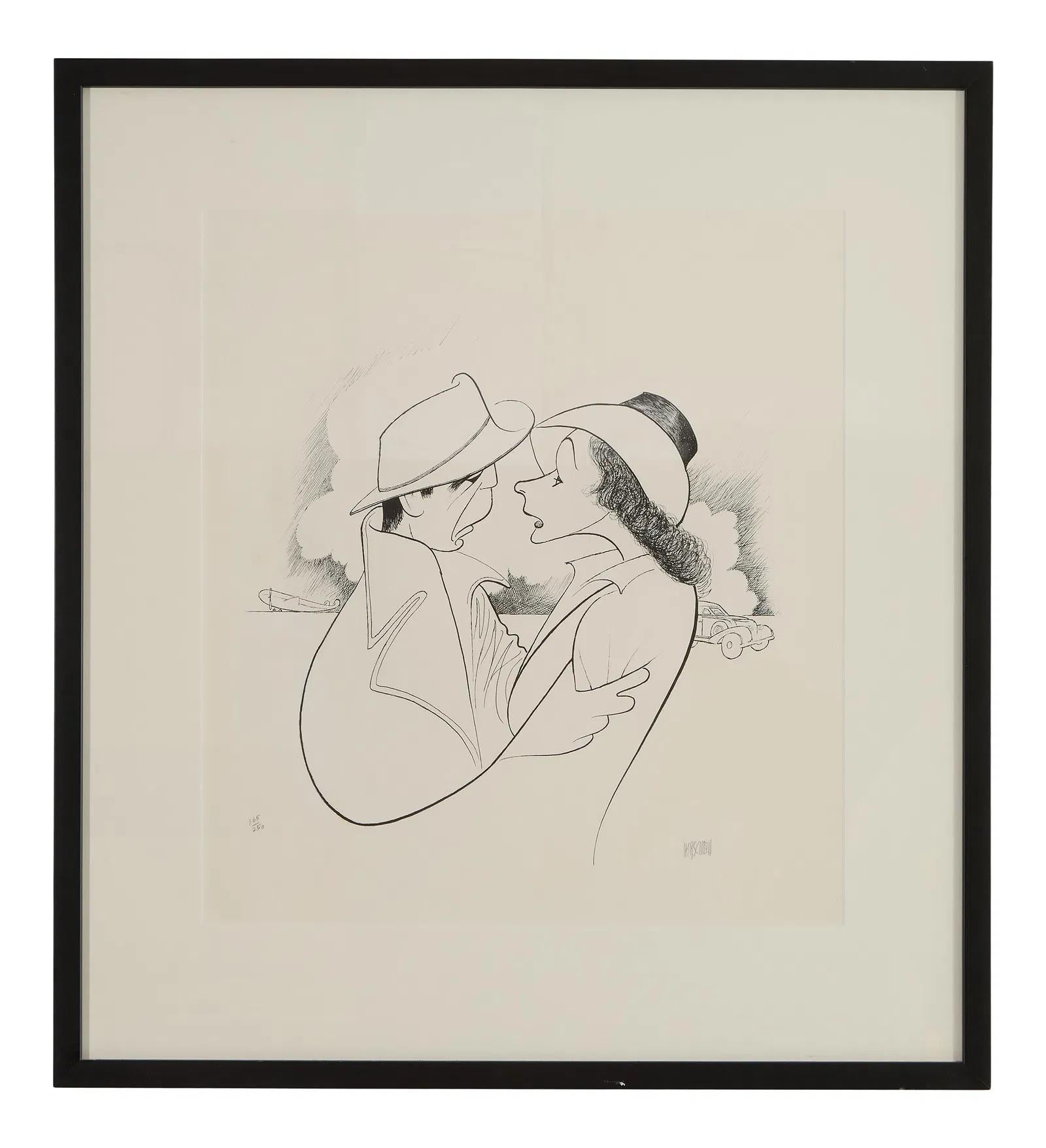 Humphrey Bogart & Ingrid Bergman CASABLANCA Oscars Academy Awards Movie Legends - Print by Albert Al Hirschfeld