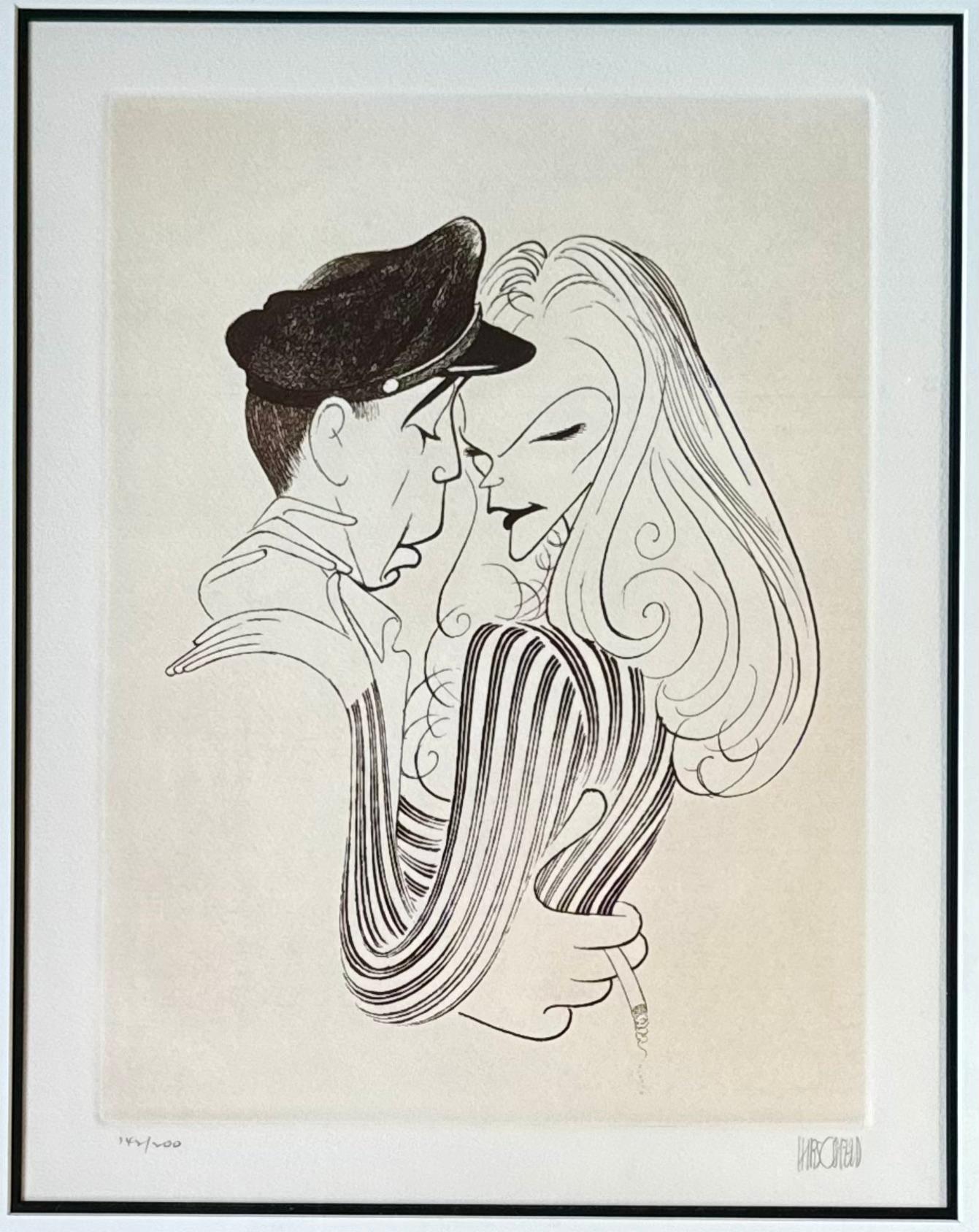 Figurative Print de Albert Al Hirschfeld - Humphrey Bogart y Lauren Bacall Estrellas de cine Hollywood Broadway Mediados del siglo XX