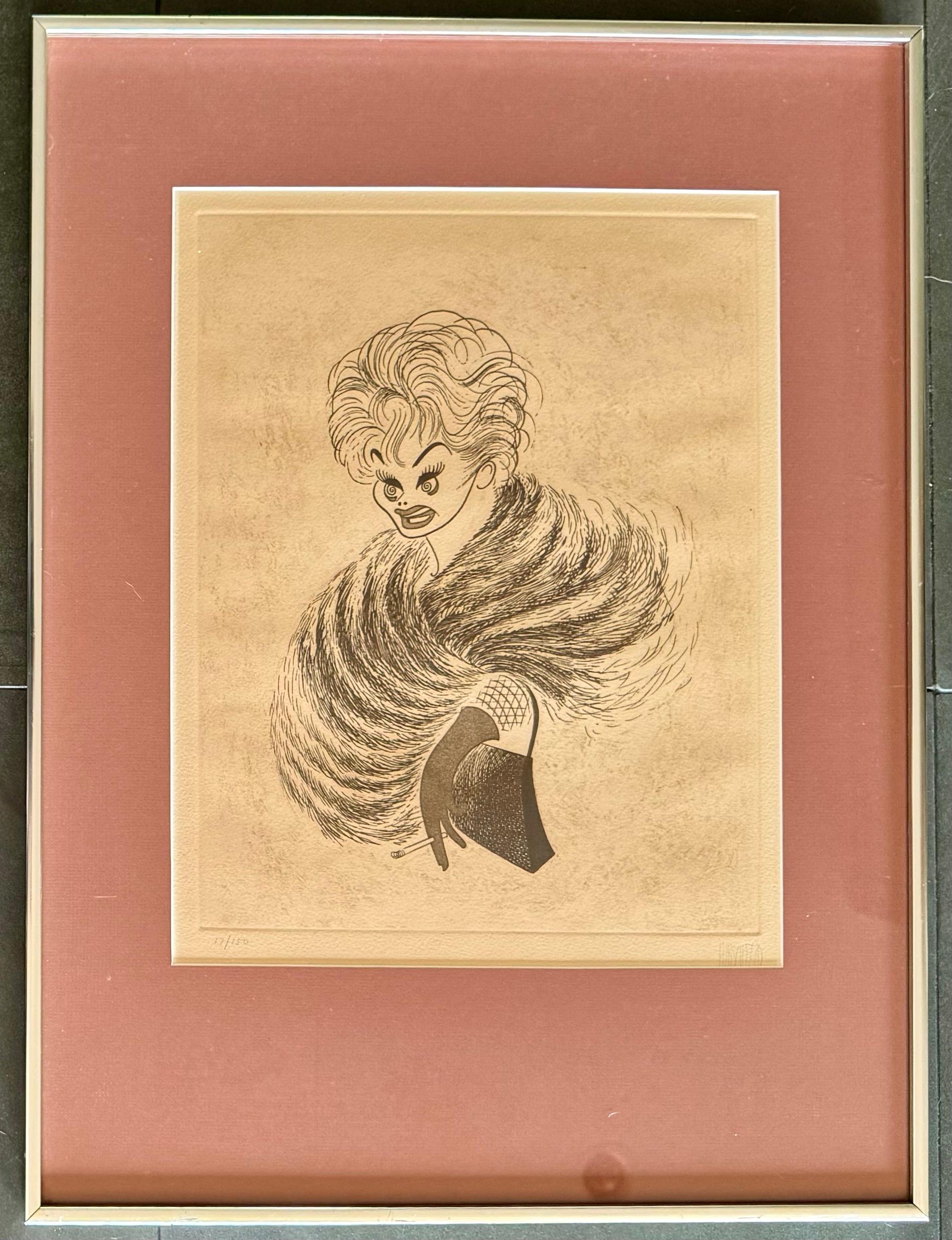 I Love Lucy Lucille Ball Icono televisivo del siglo XX Premio Emmy Moderna de mediados de siglo - Print de Albert Al Hirschfeld