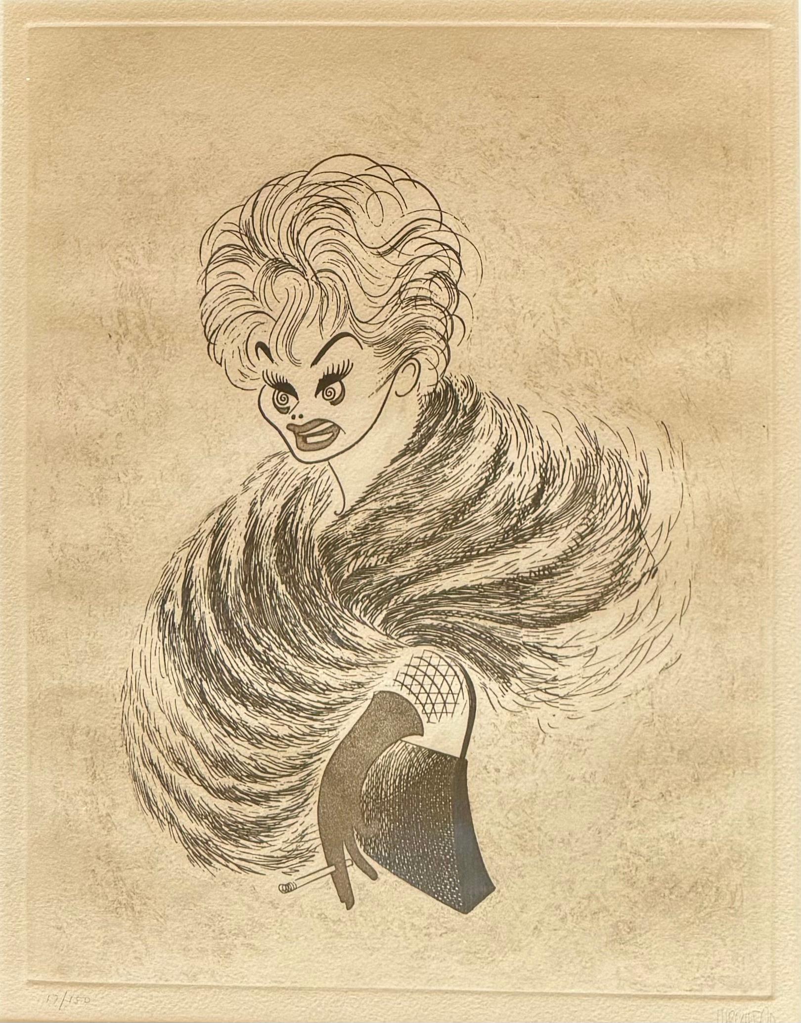 Portrait Print de Albert Al Hirschfeld - I Love Lucy Lucille Ball Icono televisivo del siglo XX Premio Emmy Moderna de mediados de siglo