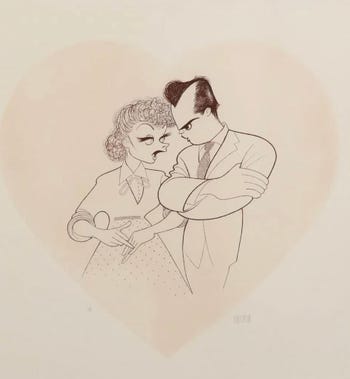 Lithograph of Lucille Ball and Desi Arnaz, 1989