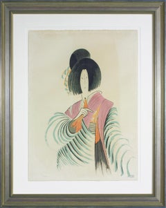 "Kochiyama" framed, hand-signed lithograph from "Kabuki Suite" by Al Hirschfeld
