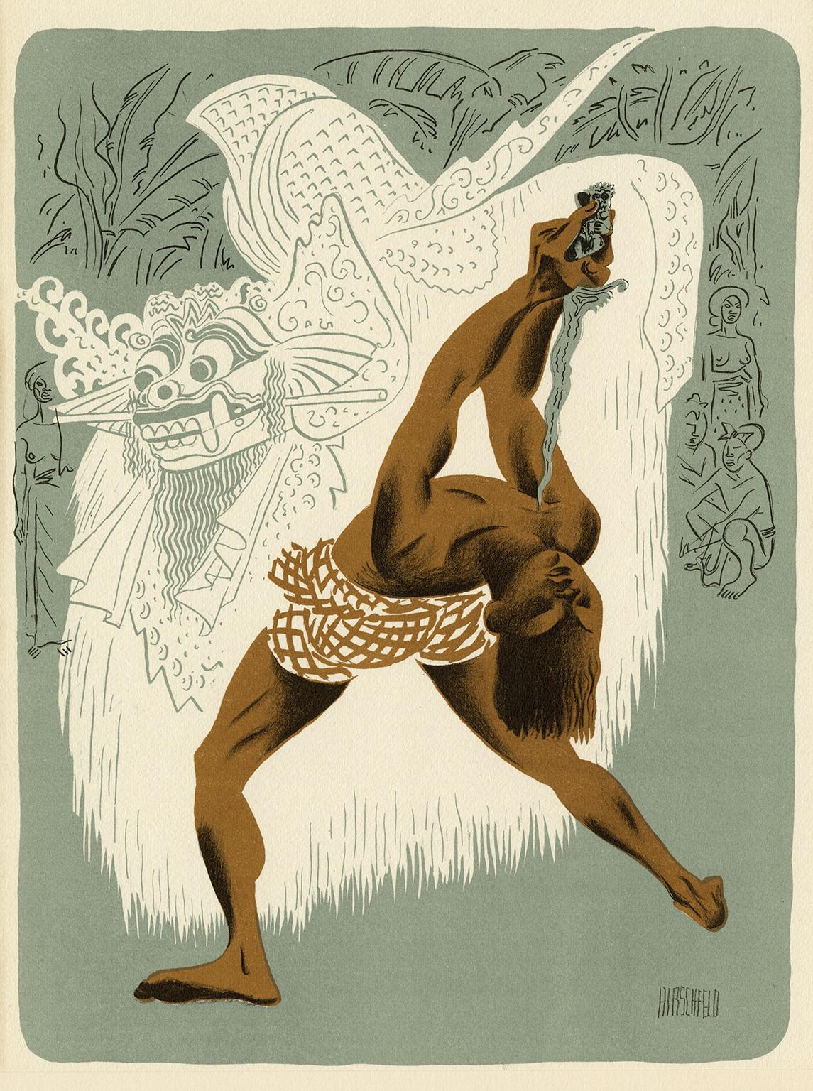 Albert Al Hirschfeld Figurative Print - Kris Dancer, Bali