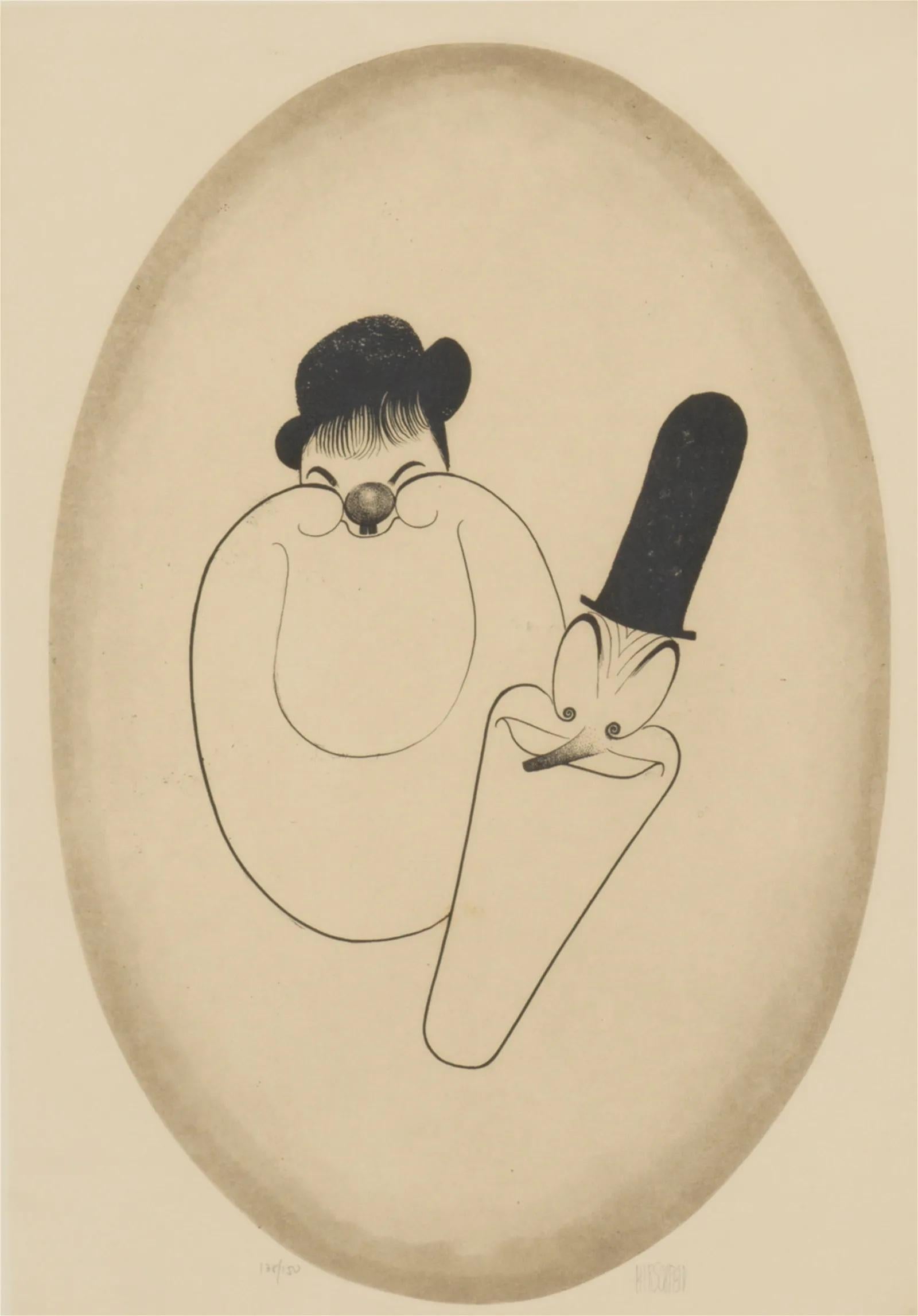 Portrait Print de Albert Al Hirschfeld - "Laurel y Hardy" Comediantes icónicos Realeza de Hollywood Estrellas de cine de comedia 135/150