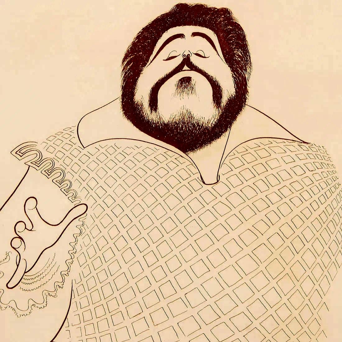 Luciano Pavarotti Opera Tenor King Aria Signed Classical Music Illustration - Performance Print by Albert Al Hirschfeld