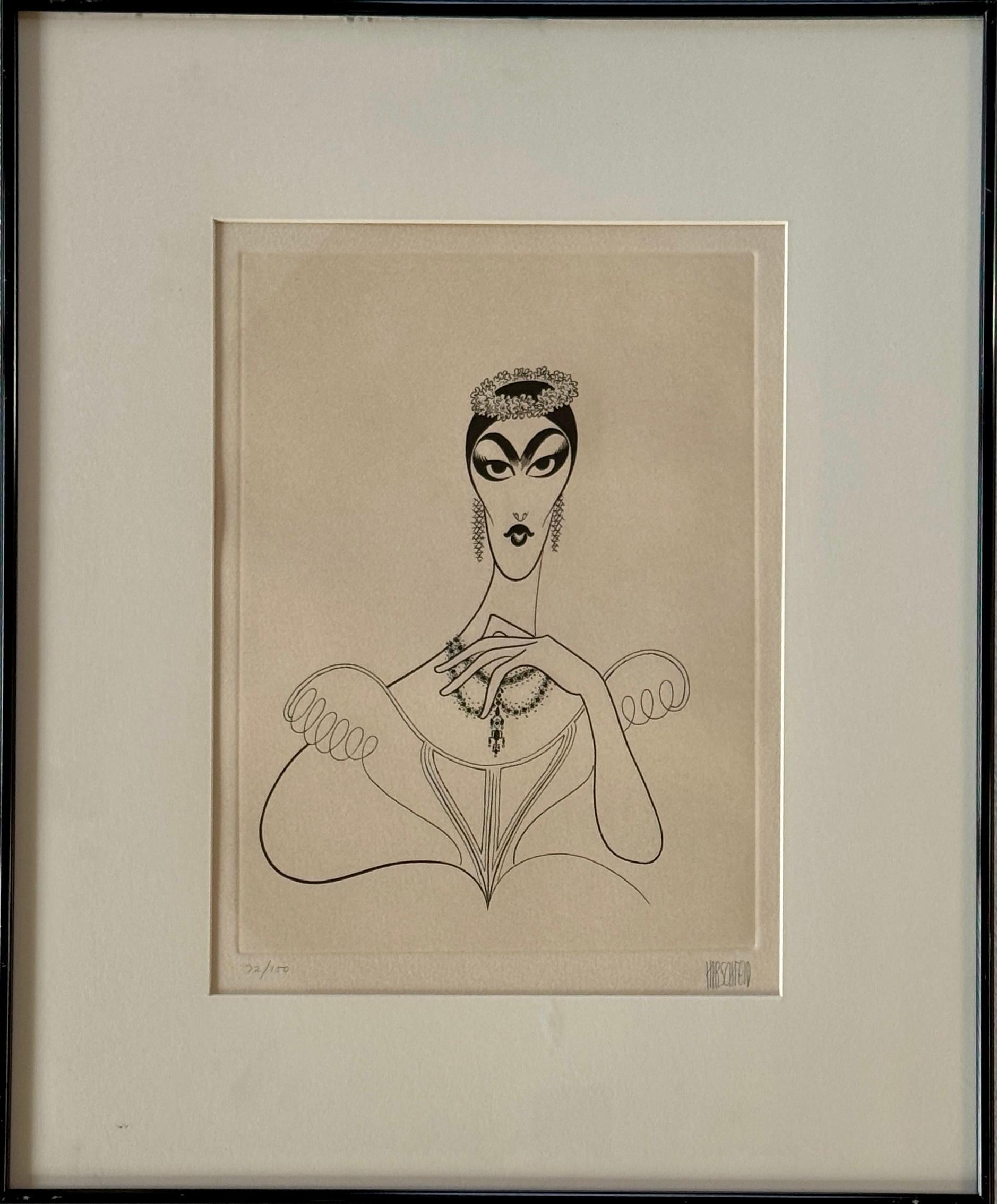 Maria Callas Opera Diva Icon Superstar Greek-American Classical Music - Print by Albert Al Hirschfeld