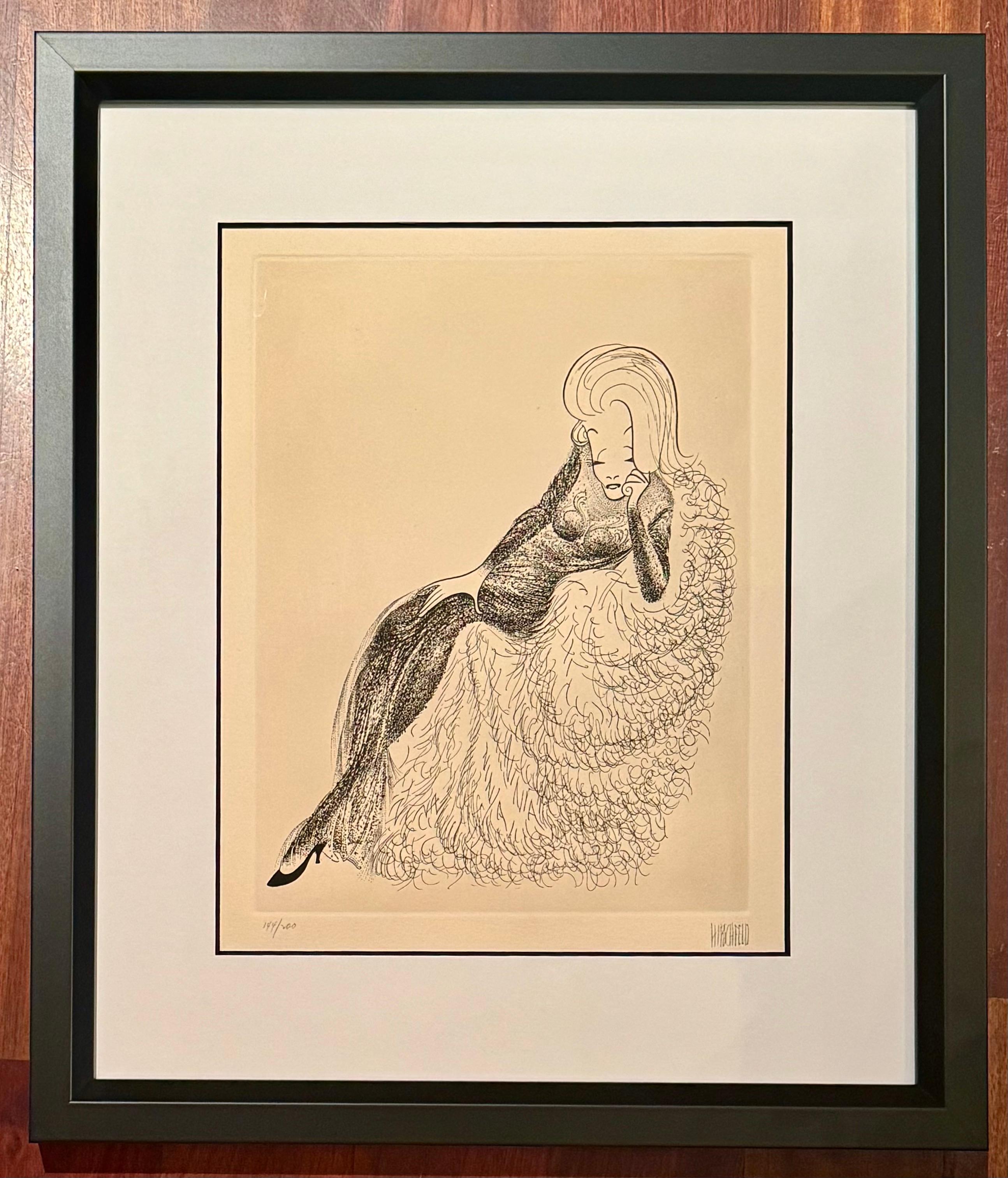 Marlene Dietrich Legendary Film Star 20th Century Litho NYT Published Mid-Centuy

Al Hirschfeld (1903-2003) 
