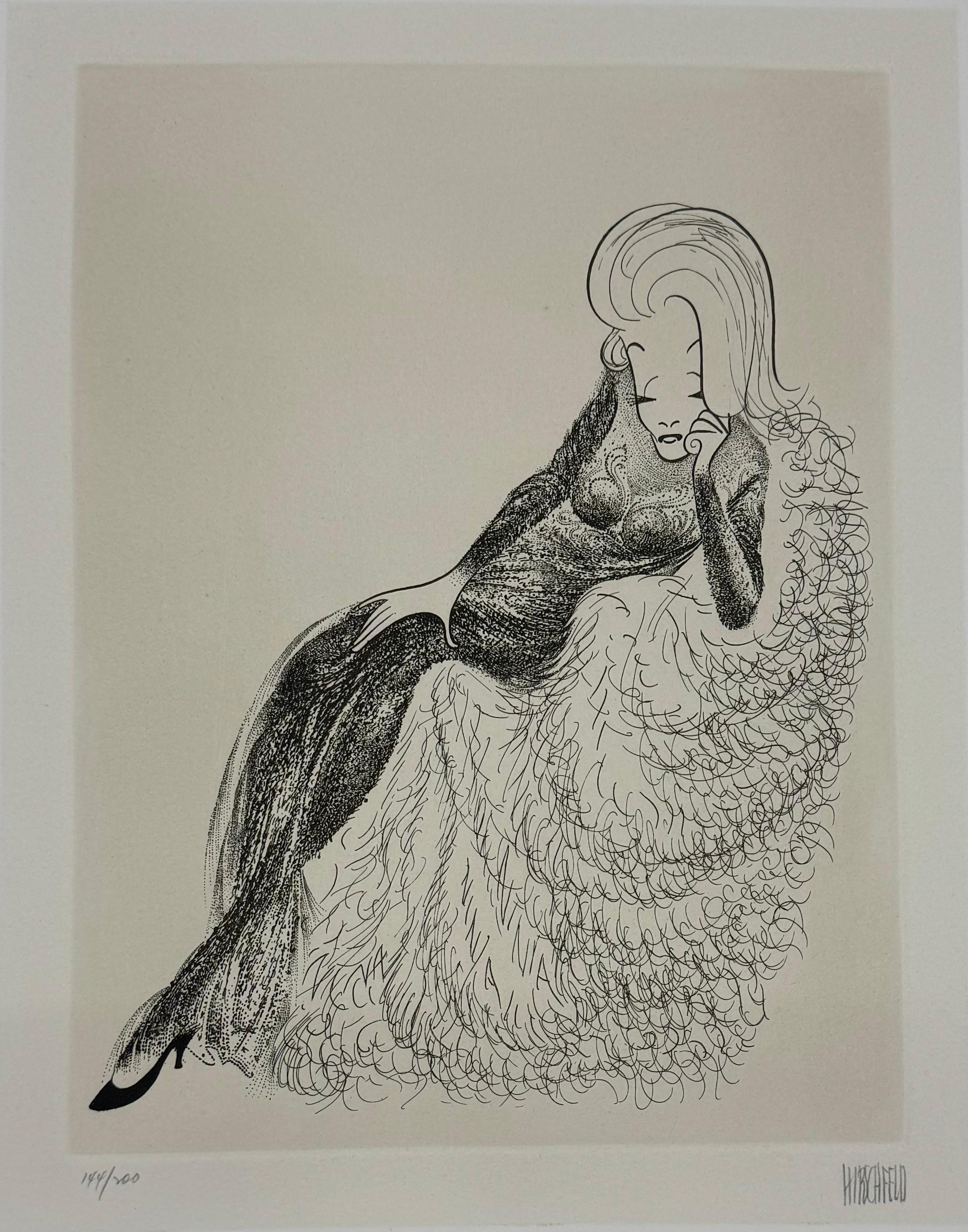 Marlene Dietrich, legendärer Filmstar des 20. Jahrhunderts, Litho NYT, veröffentlicht Mid-Centuy, Marlene Dietrich