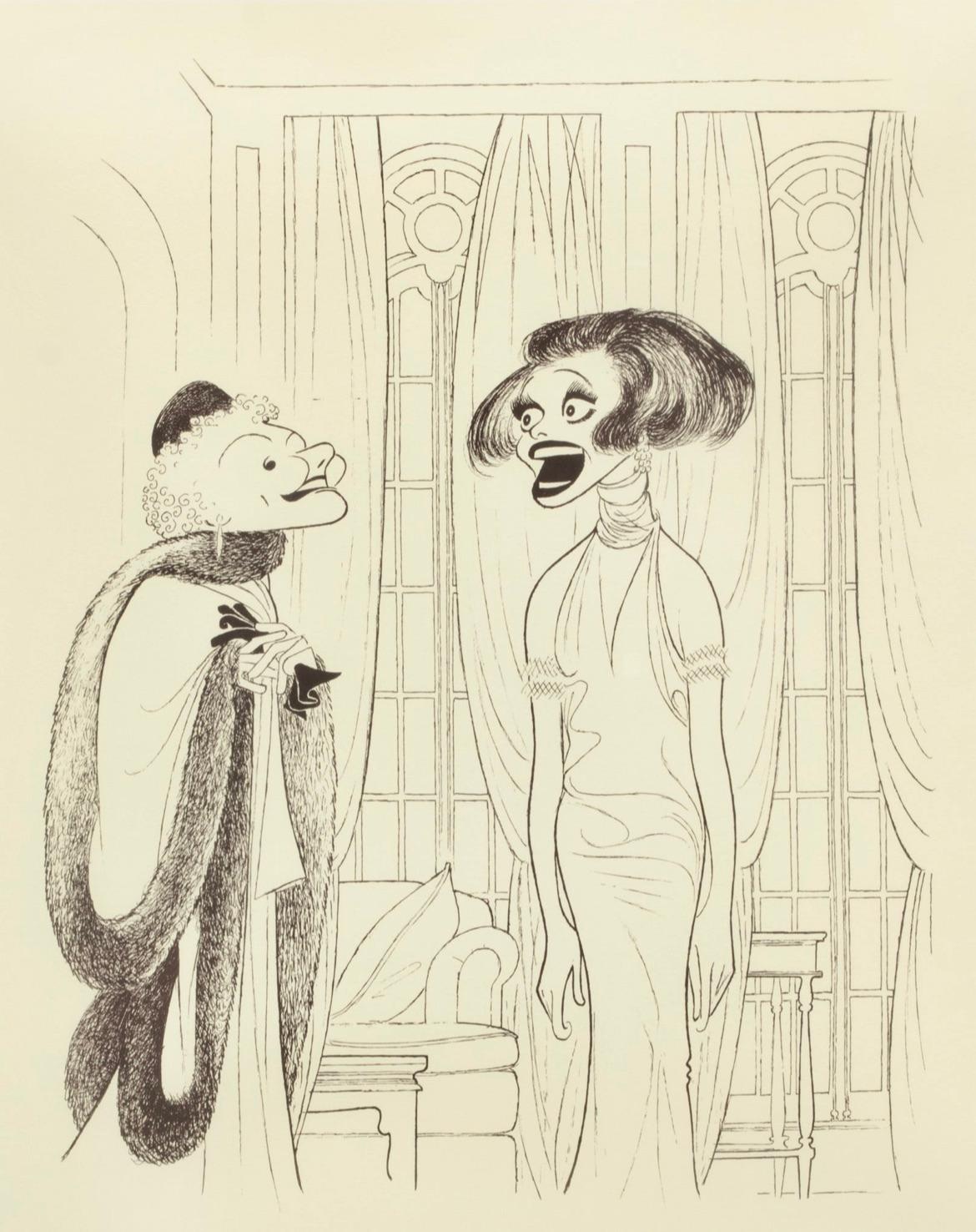 Albert Al Hirschfeld Portrait Print - Mary Martin & Carol Channing "Legends" Tony Awards Broadway 20th Century Litho