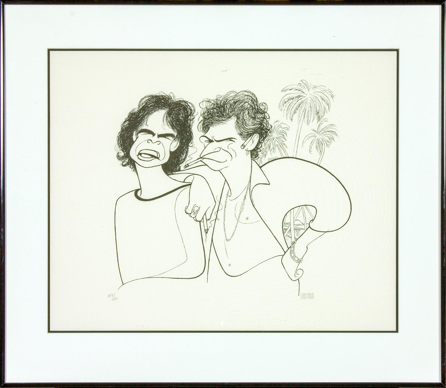 "Mick Jagger and Keith Richards" original signed lithograph by Al Hirschfeld. 