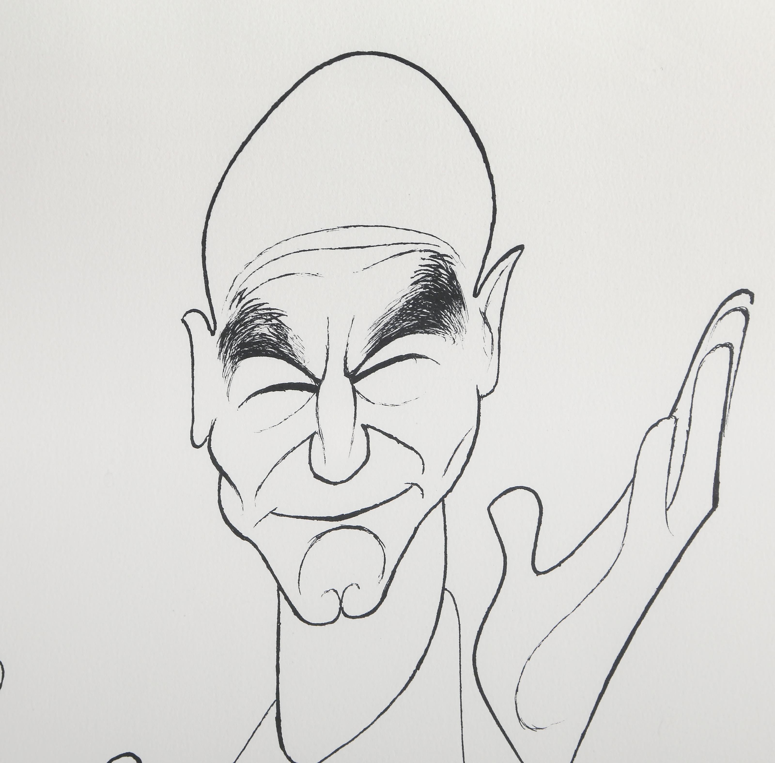 Patrick Stewart in A Christmas Carol, Lithograph by Al Hirschfeld - Print by Albert Al Hirschfeld