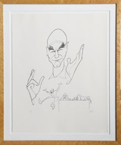 Patrick Stewart in A Christmas Carol, Lithograph by Al Hirschfeld