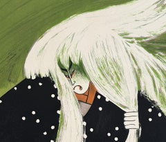 RENJISHI (La danza del leone) Litografia originale, Teatro Kabuki giapponese, capelli bianchi