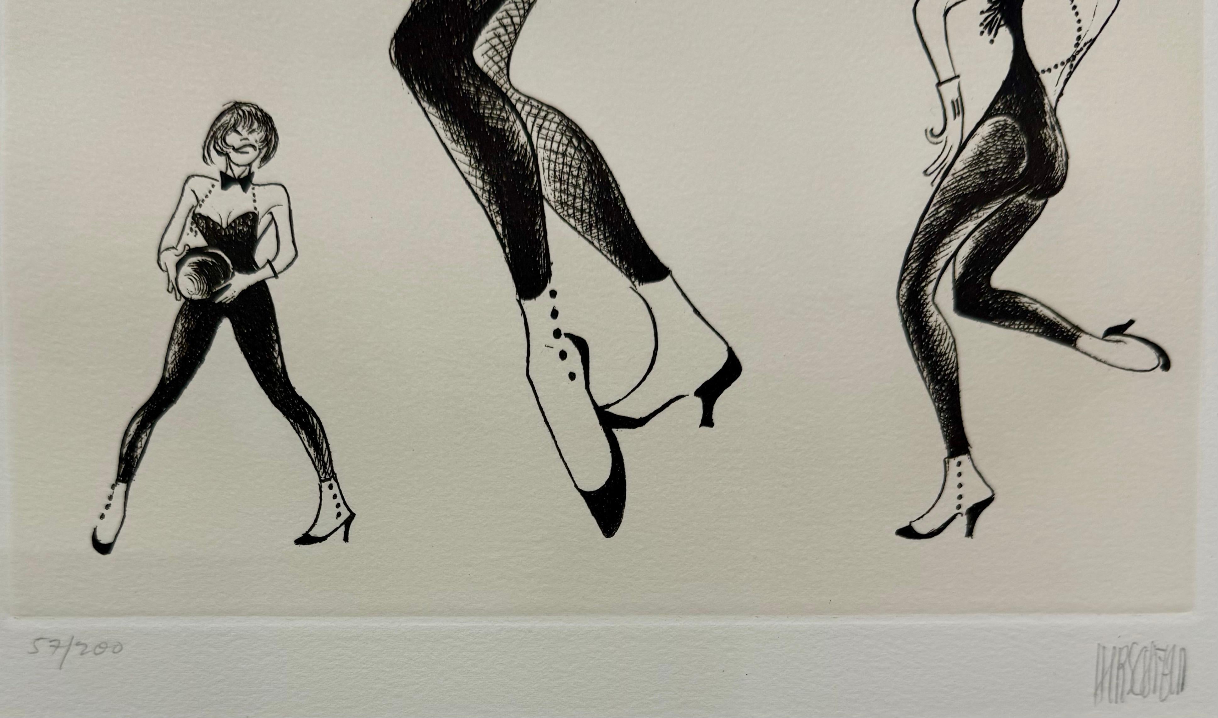 Shirley MacLaine Dances Broadway Film Star 20th Century Litho NYRT Published - Gray Figurative Print by Albert Al Hirschfeld
