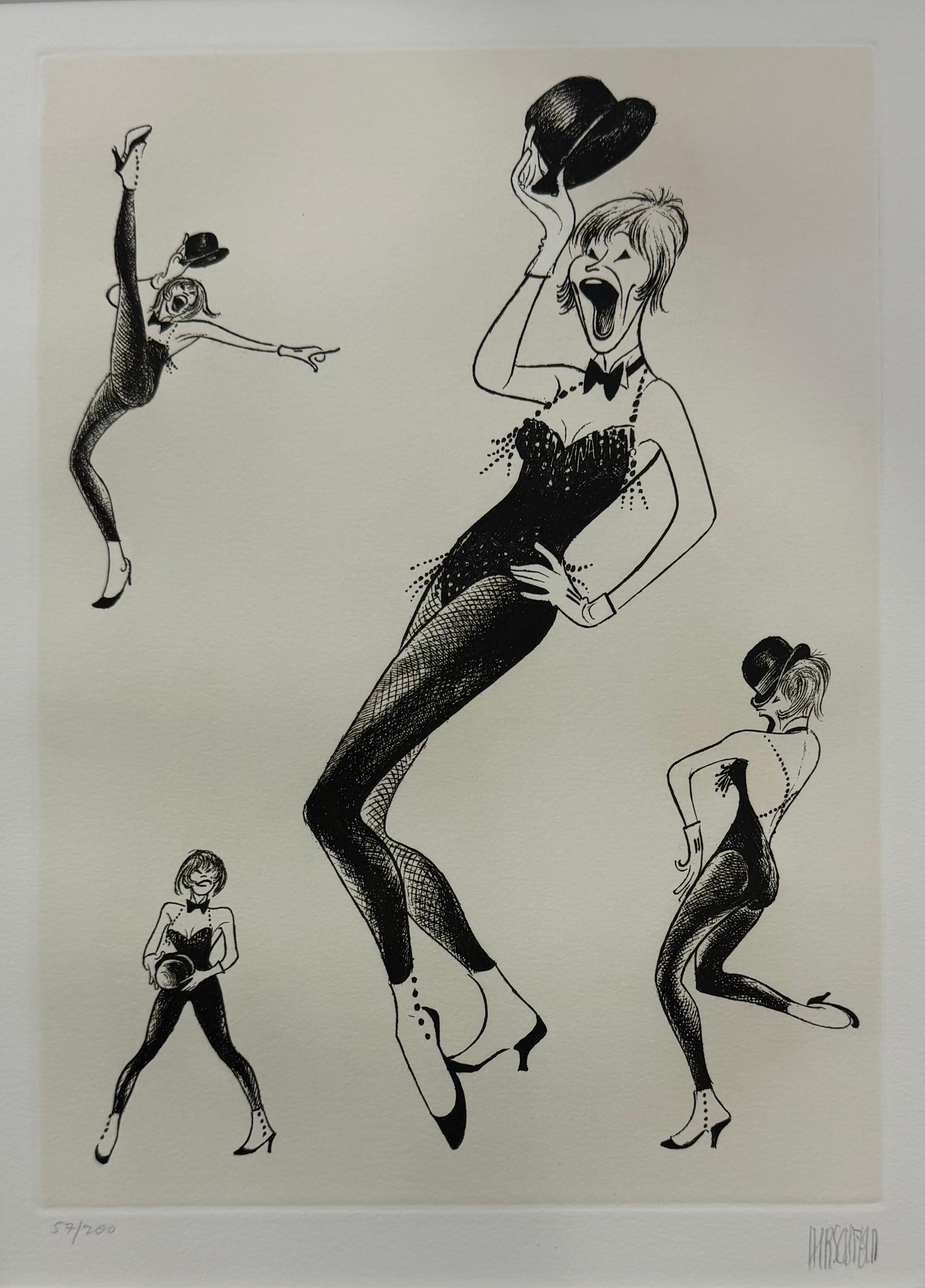 Albert Al Hirschfeld Figurative Print - Shirley MacLaine Dances Broadway Film Star 20th Century Litho NYRT Published