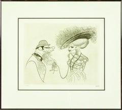 "Streisand & Matthau" in "Hello Dolly" original signed etching by Al Hirschfeld.