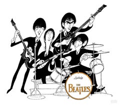 "The Beatles - Ed Sullivan Show", Lithograph by Al Hirschfeld