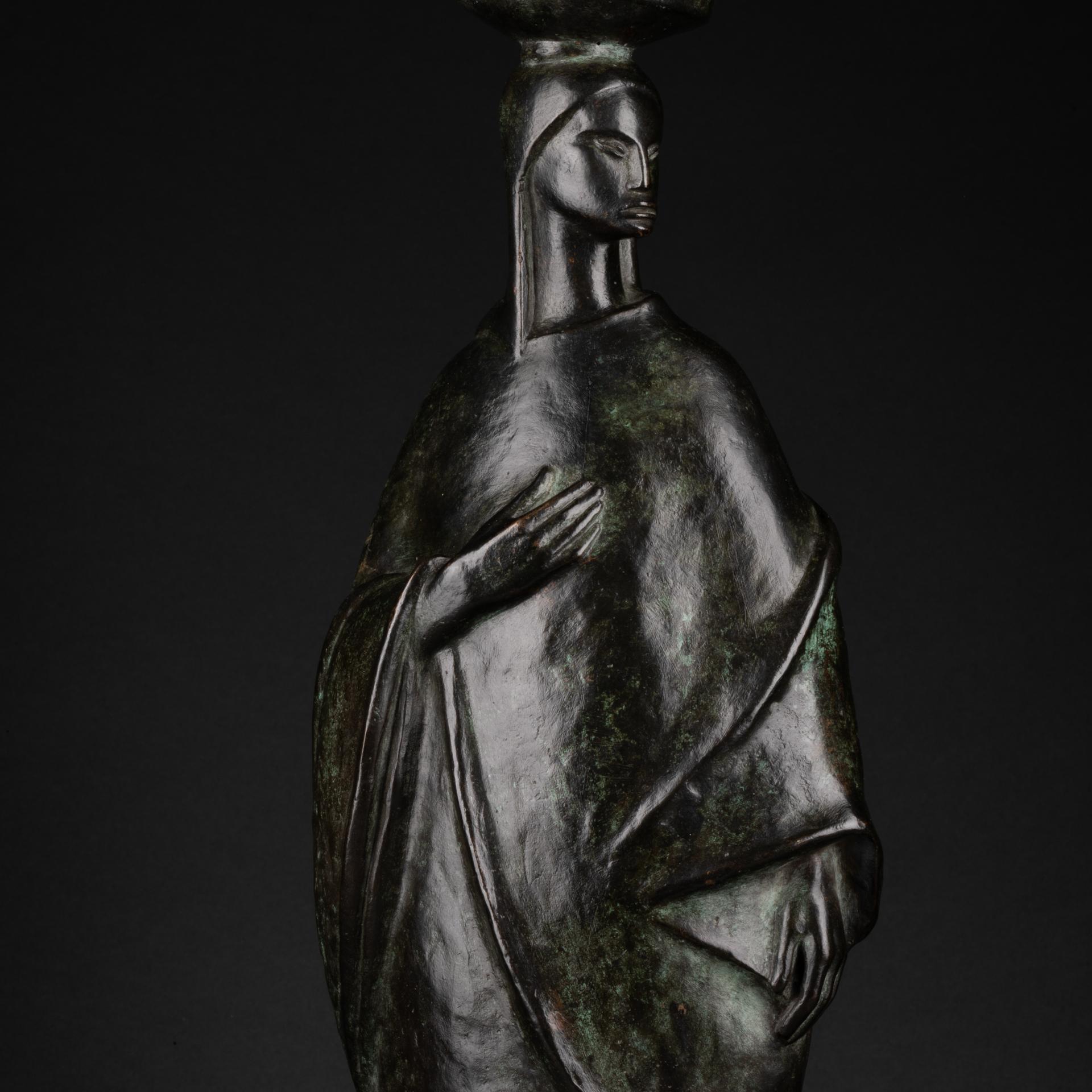 Patinated Albert Allmann, Femme Orientaliste À La Jarre, Bronze Art Déco