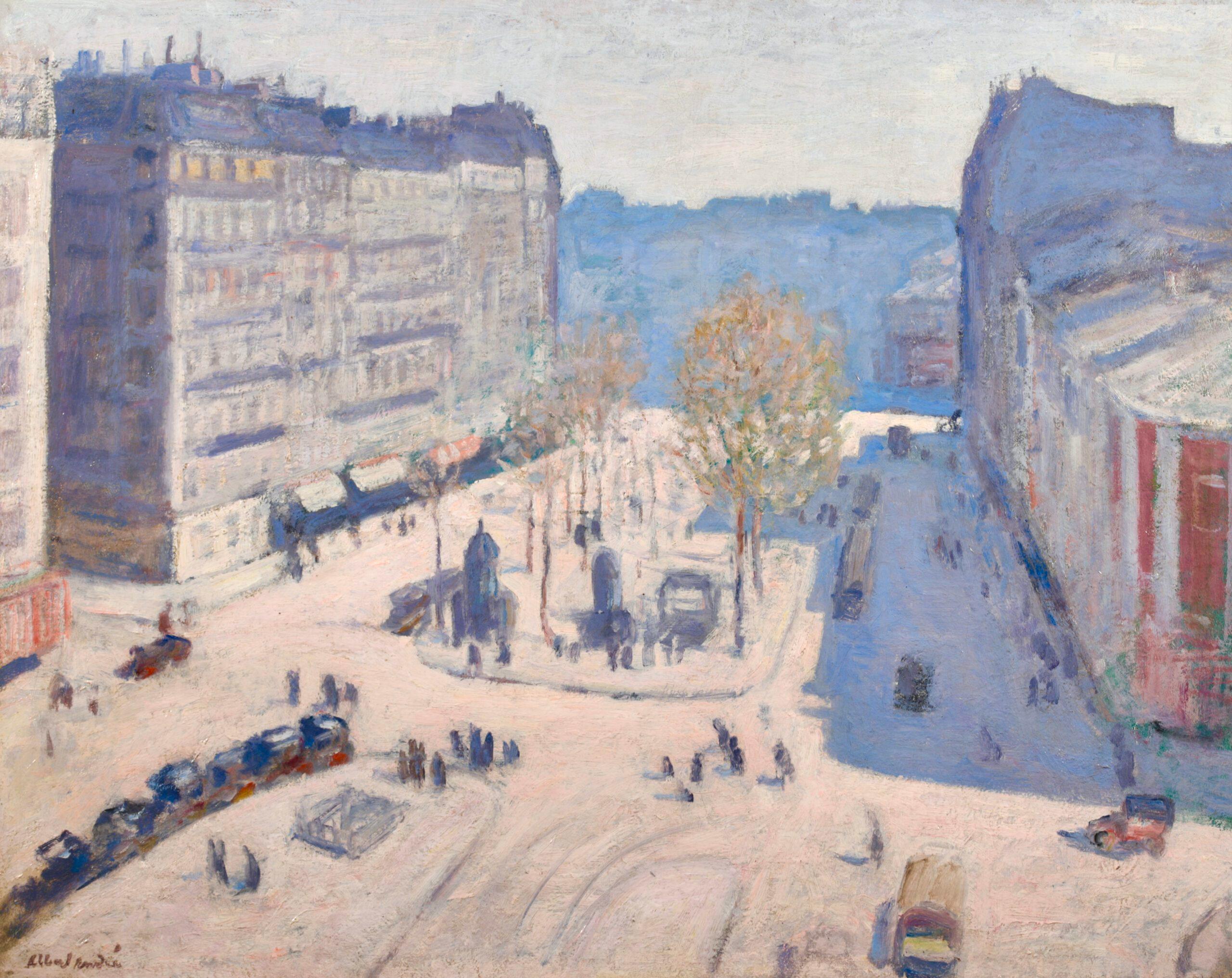 Boulevard De Clichy - Post Impressionist City Landscape Painting by Albert Andre For Sale 1