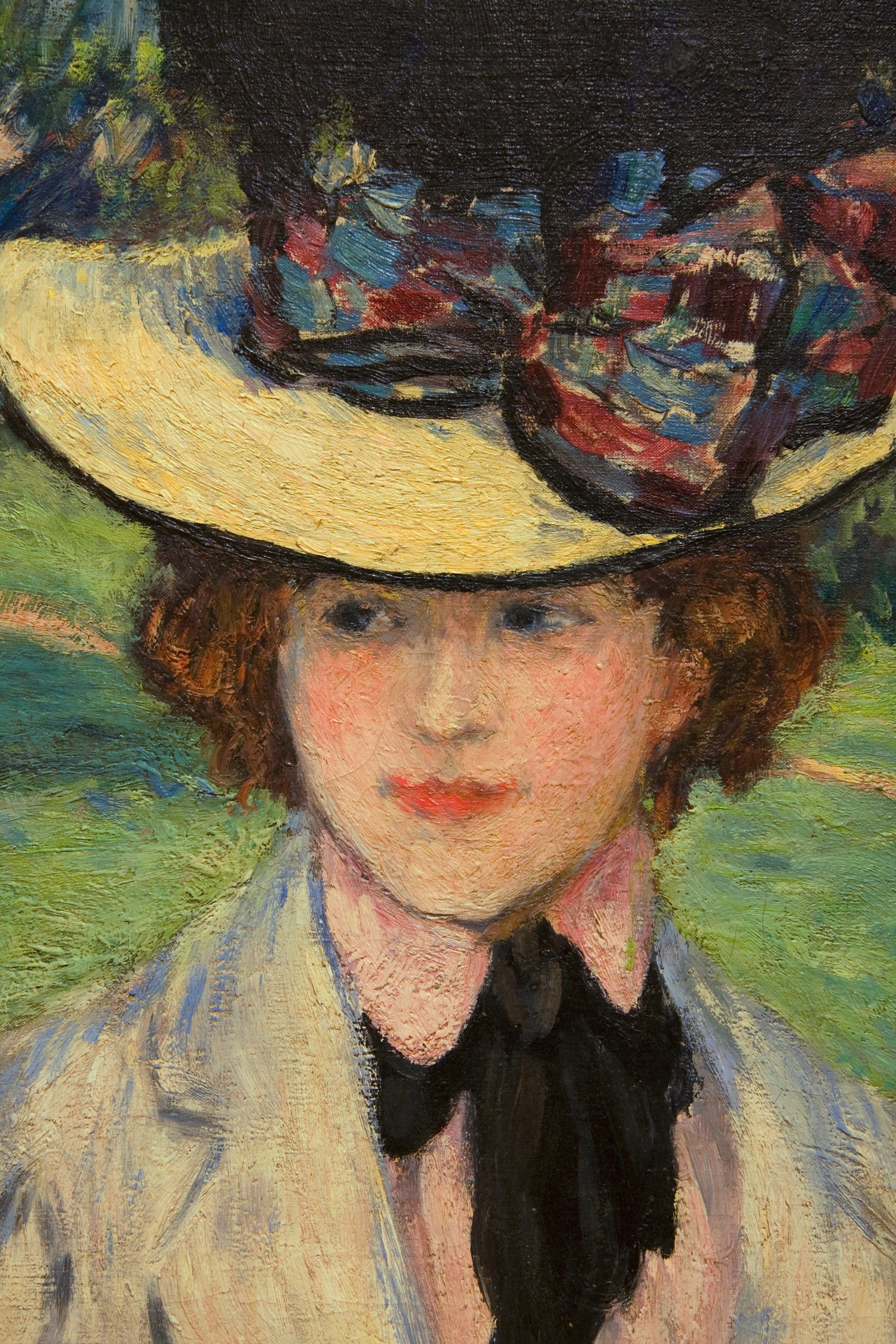 Frau an der Promenade  – Painting von Albert Andre