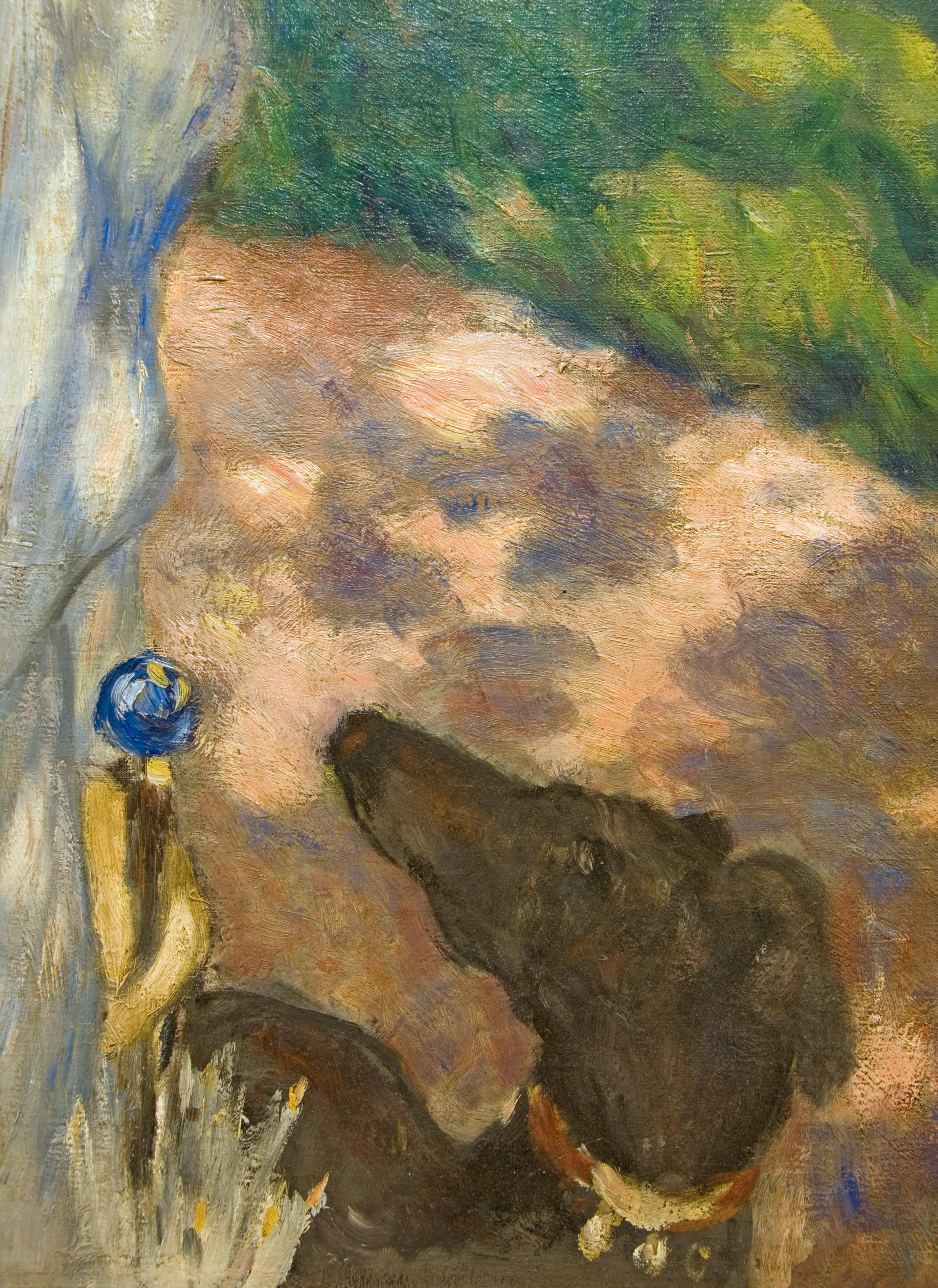 Frau an der Promenade  (Grau), Landscape Painting, von Albert Andre