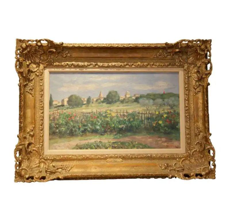 Original, oil-on-canvas painting by French artist, Albert Andre'. "Jardin a Bagnols-sur-Ceze". Signed lower right. Period, gilt wood frame. 