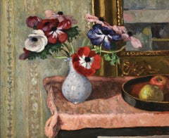 "Vaso di fiori e frutta" - Natura morta post-impressionista a olio di Albert Andre