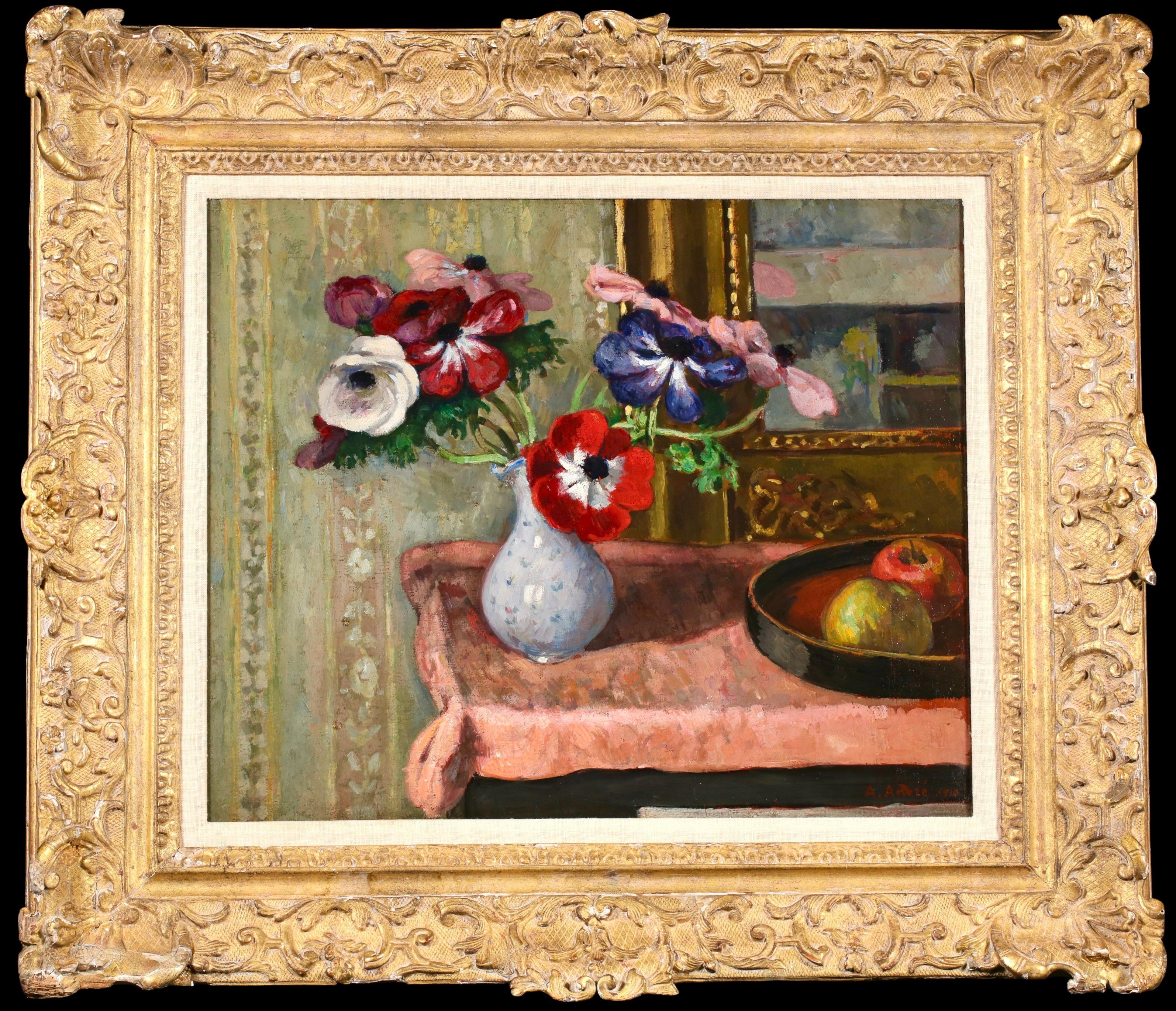 Still-Life Painting Albert Andre - « Vase de fleurs et de fruits » - Nature morte postimpressionniste à l'huile d'Albert André