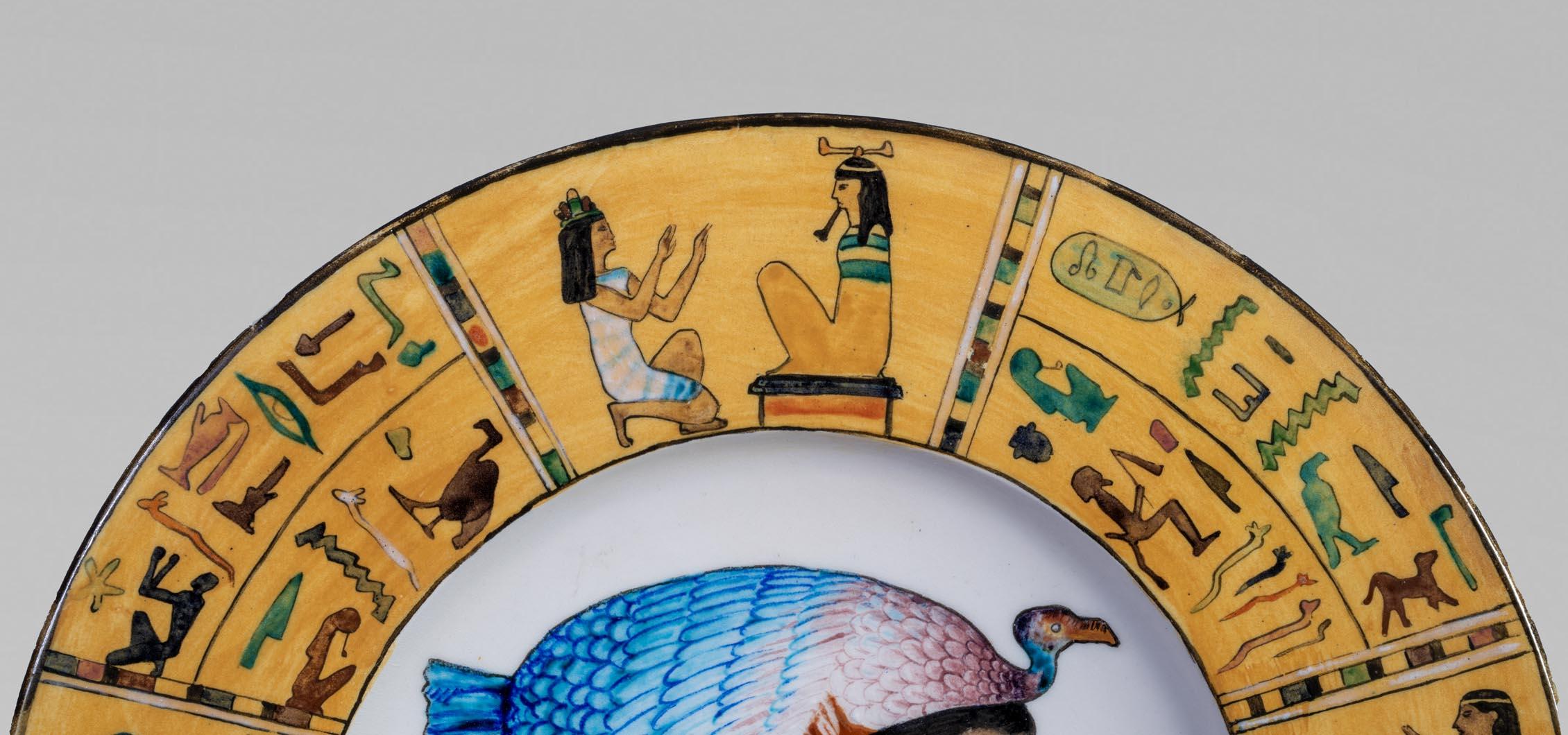 French Albert ANKER (painter), Théodore DECK (ceramist), Ornamental Dish “Cleopatra” For Sale