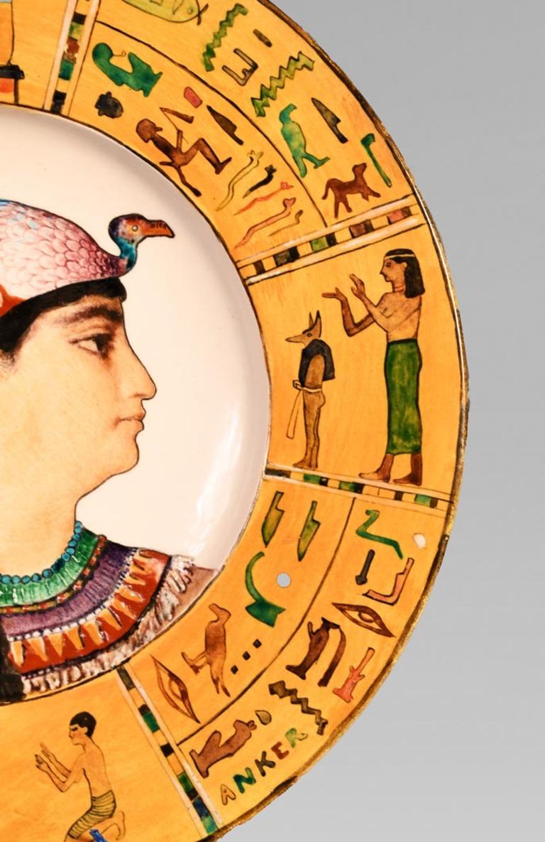 Enameled Albert ANKER (painter), Théodore DECK (ceramist), Ornamental Dish “Cleopatra” For Sale