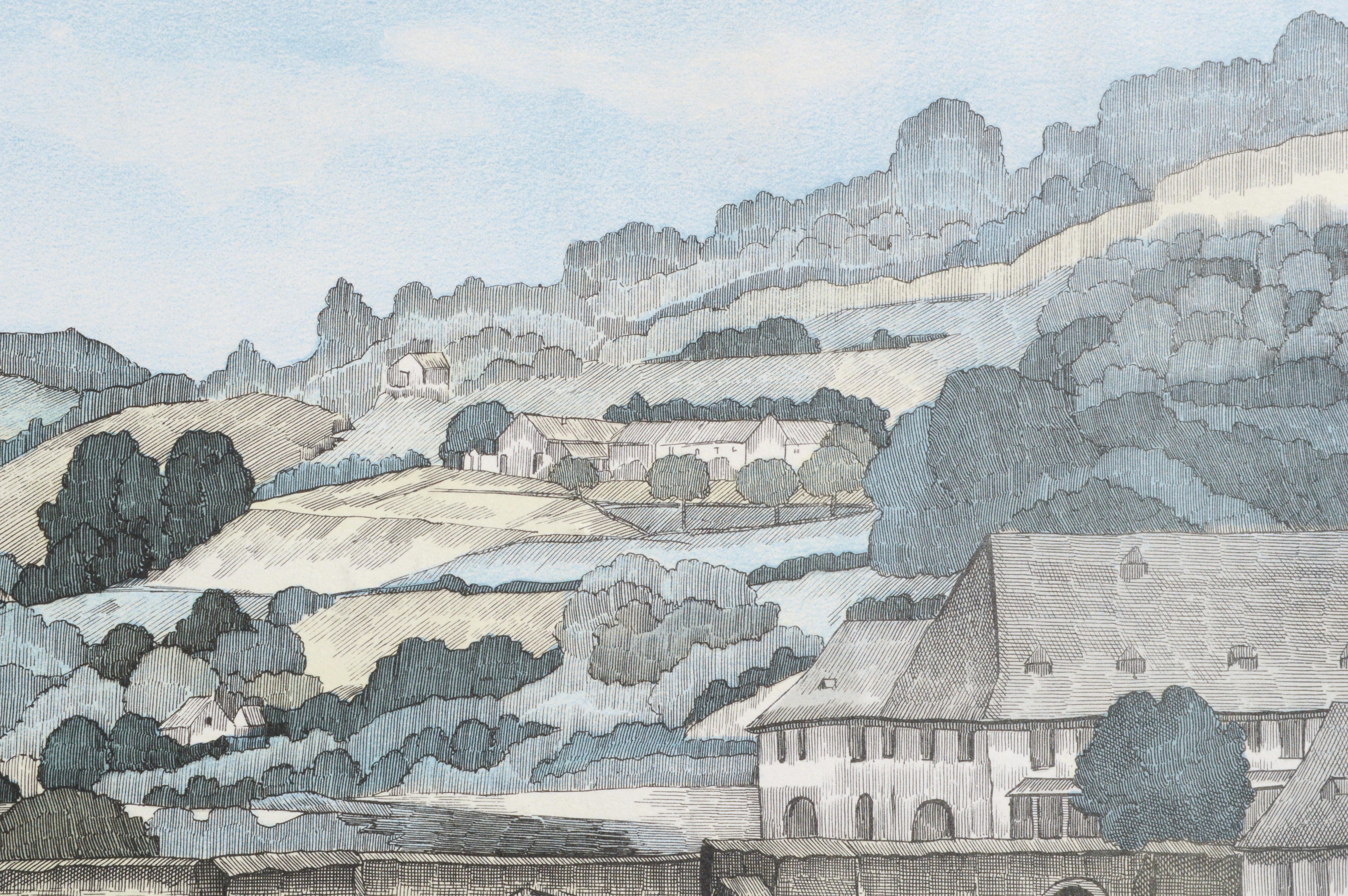 Stone Bridge Landscape, Mid Century Hand Colored Lithograph - Impressionist Print by Albert Aristide Seguin