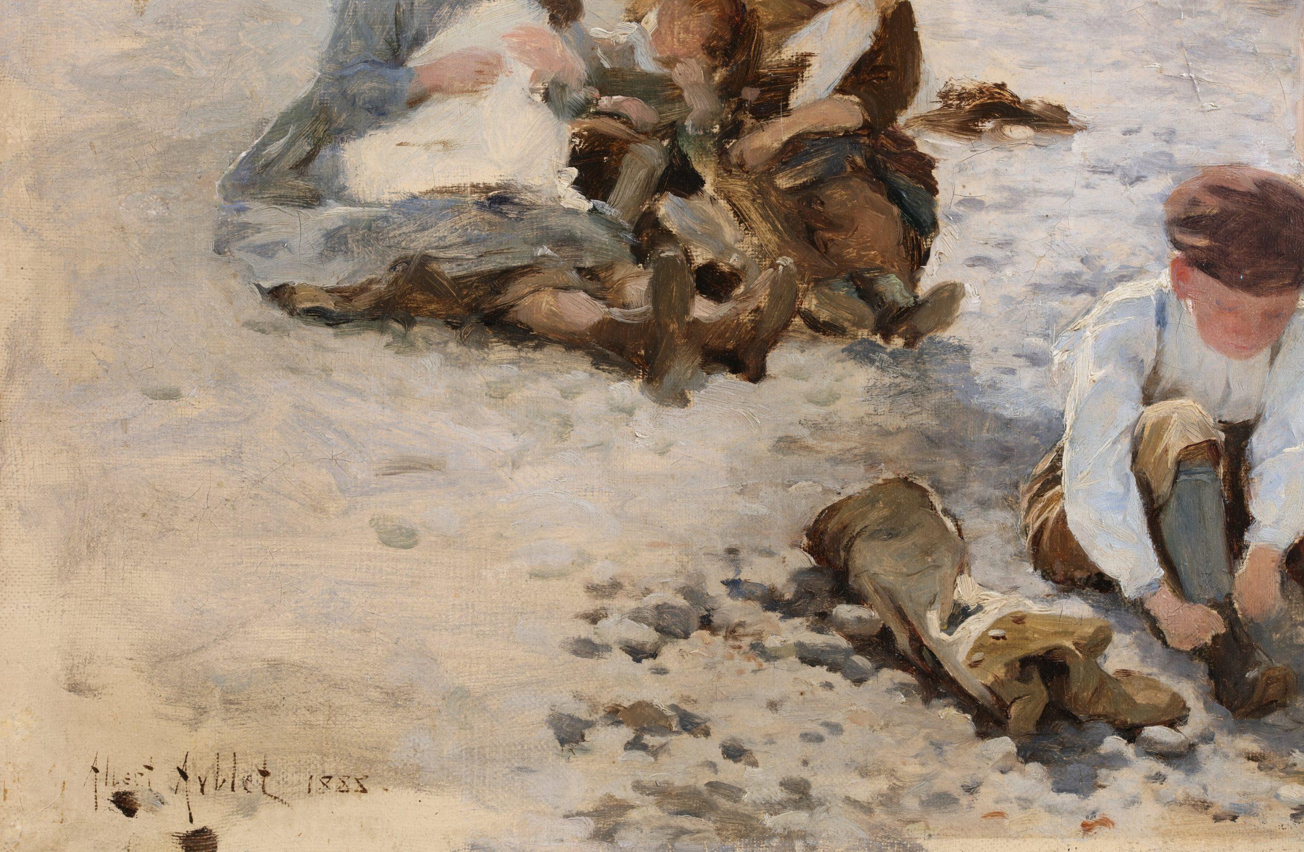 Enfants sur la Plage - Quadro figurativo impressionista di Albert Aublet 7