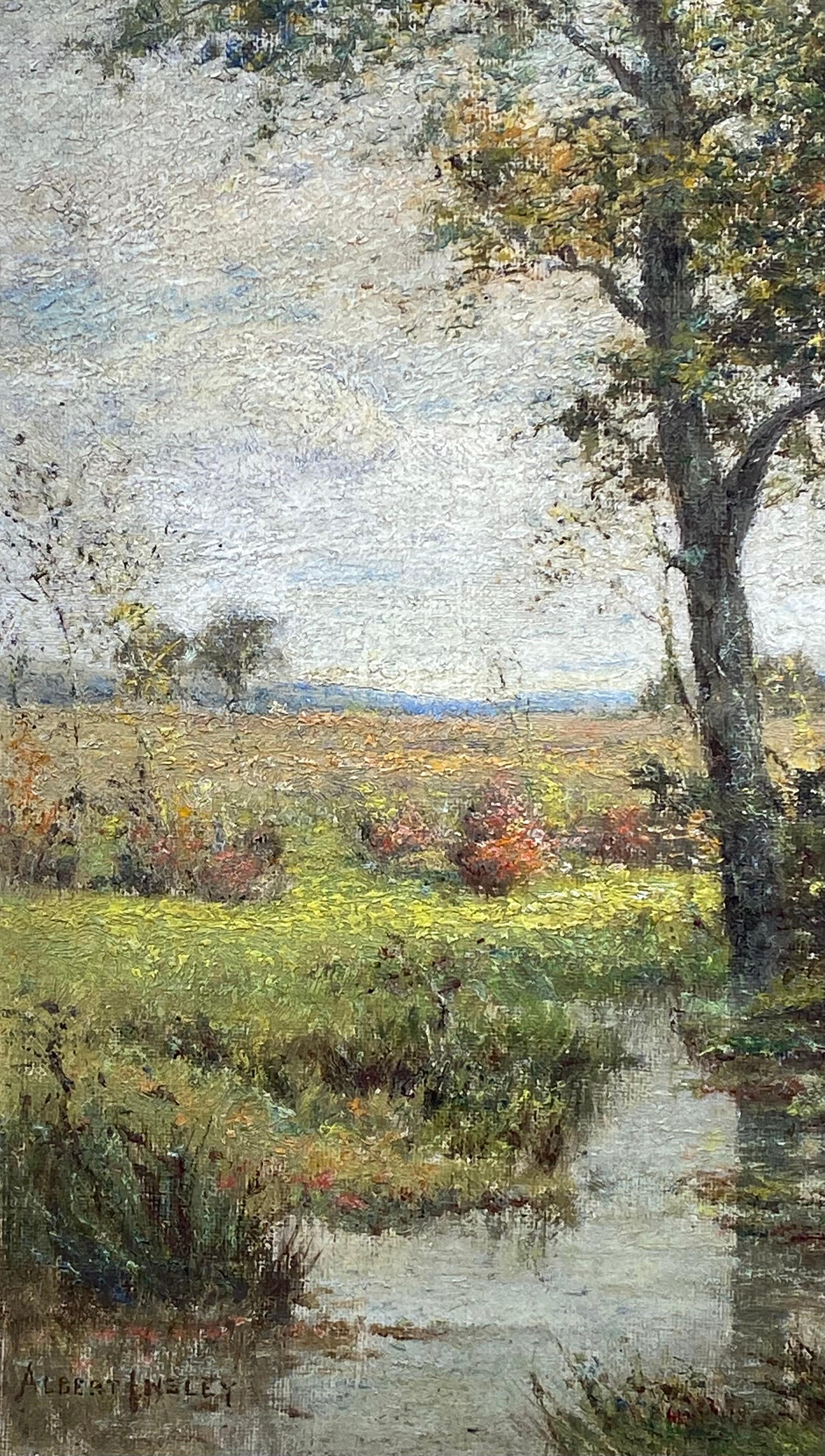 Original Öl auf Leinwand auf Passepartoutkarton von dem amerikanischen Künstler Albert Babb Insley. Circa 1865.  Der Zustand ist sehr gut. Signiert vom Künstler unten links. Insgesamt gerahmt Messungen sind 18 mal 13,75 Zoll. Provenienz:  Ein