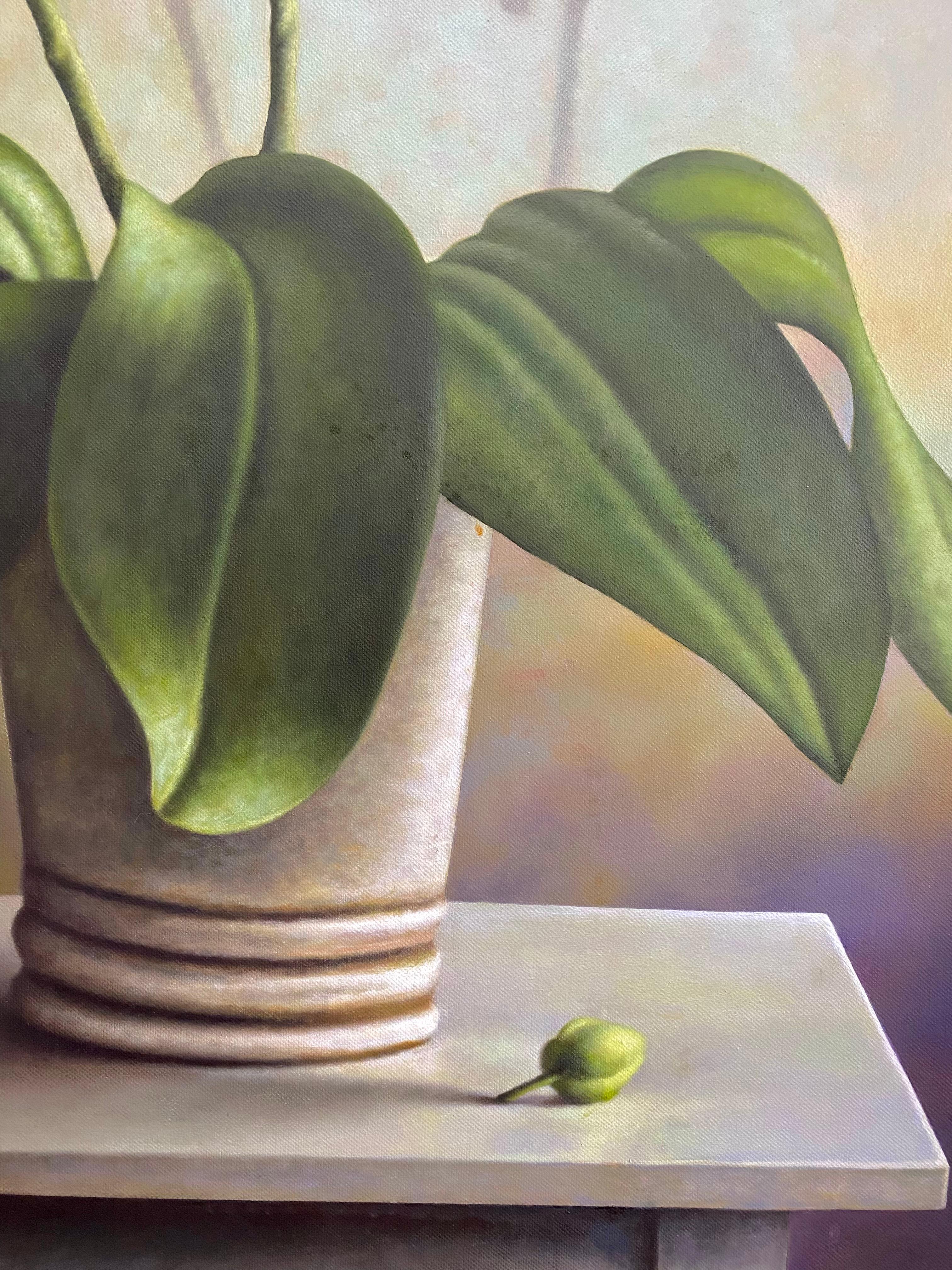 Vase d'orchidées  - Réalisme Painting par Albert Benaroya