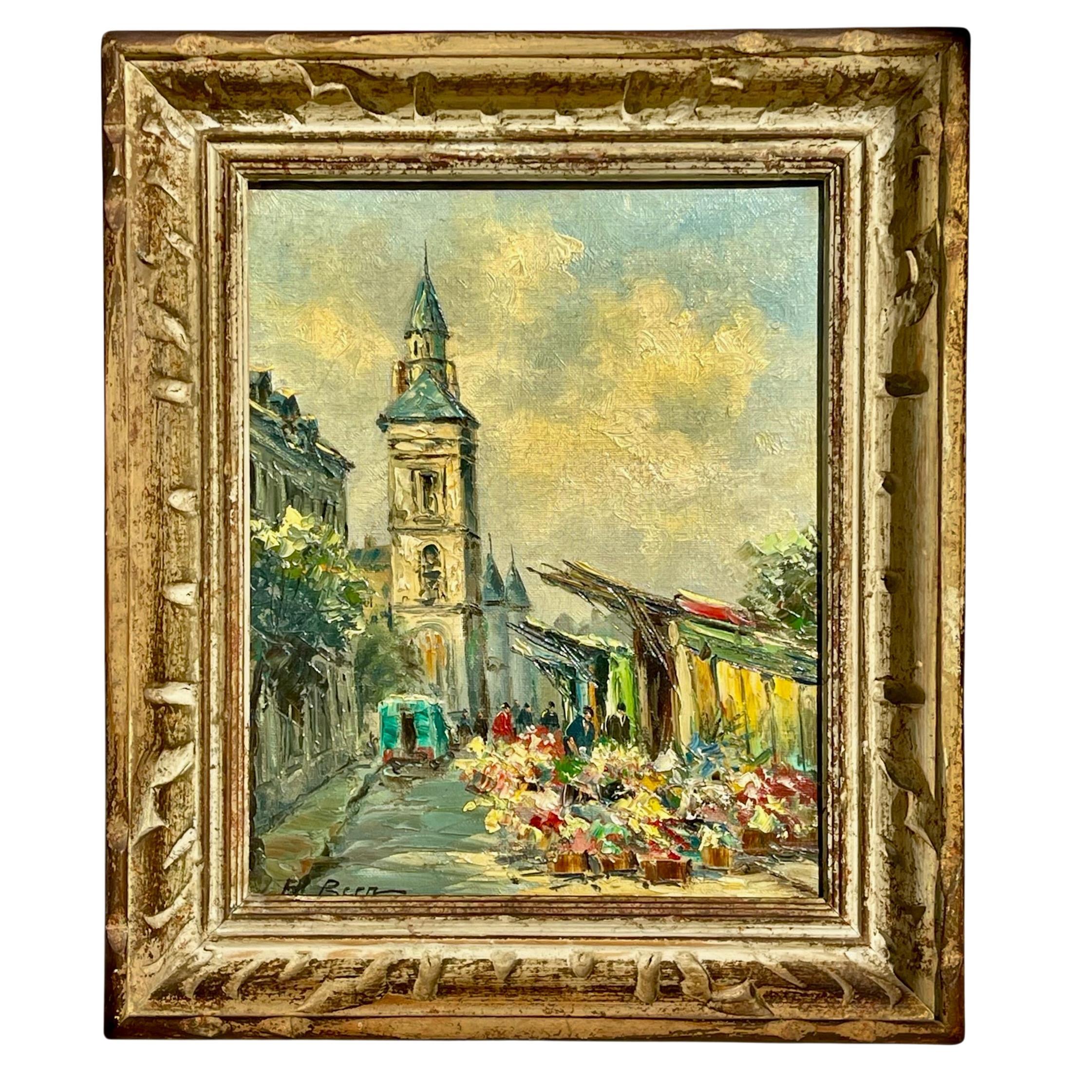 Albert BERNE - Marché aux fleurs au pied de la Conciergerie à Paris en vente