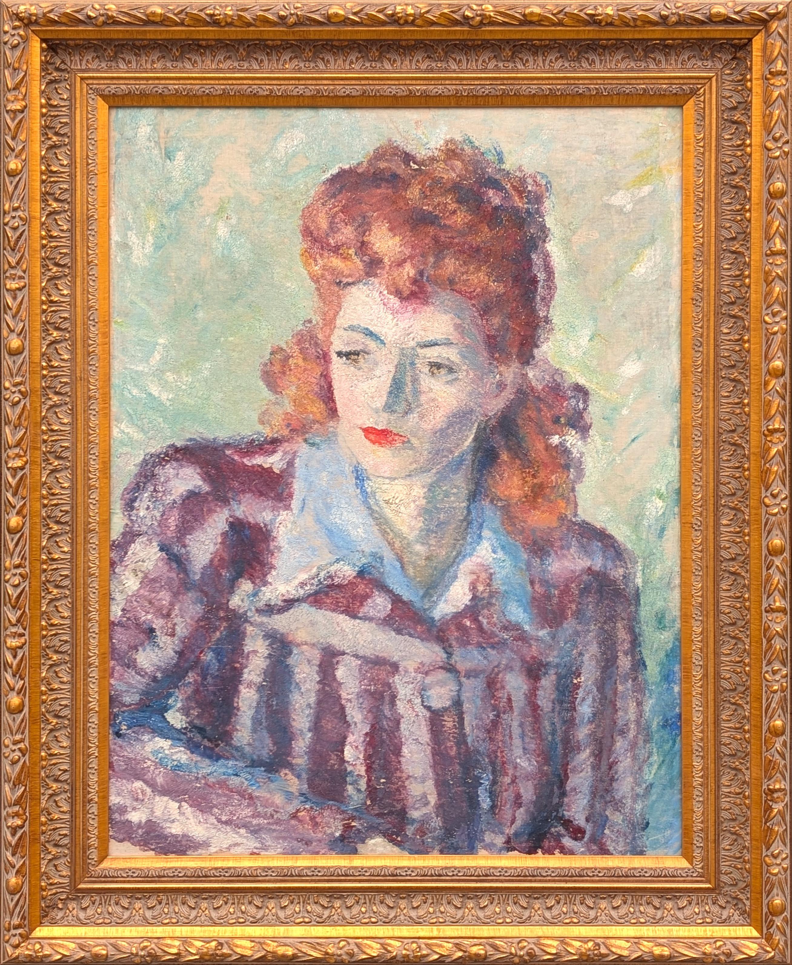"Femme Rousse" Ritratto di donna dai capelli rossi di ispirazione precocemente impressionista