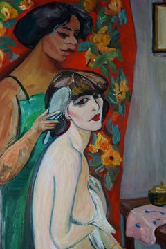 Großes Gemälde 'Akt in einem Interieur' Französischer Expressionist Art Deco Schule