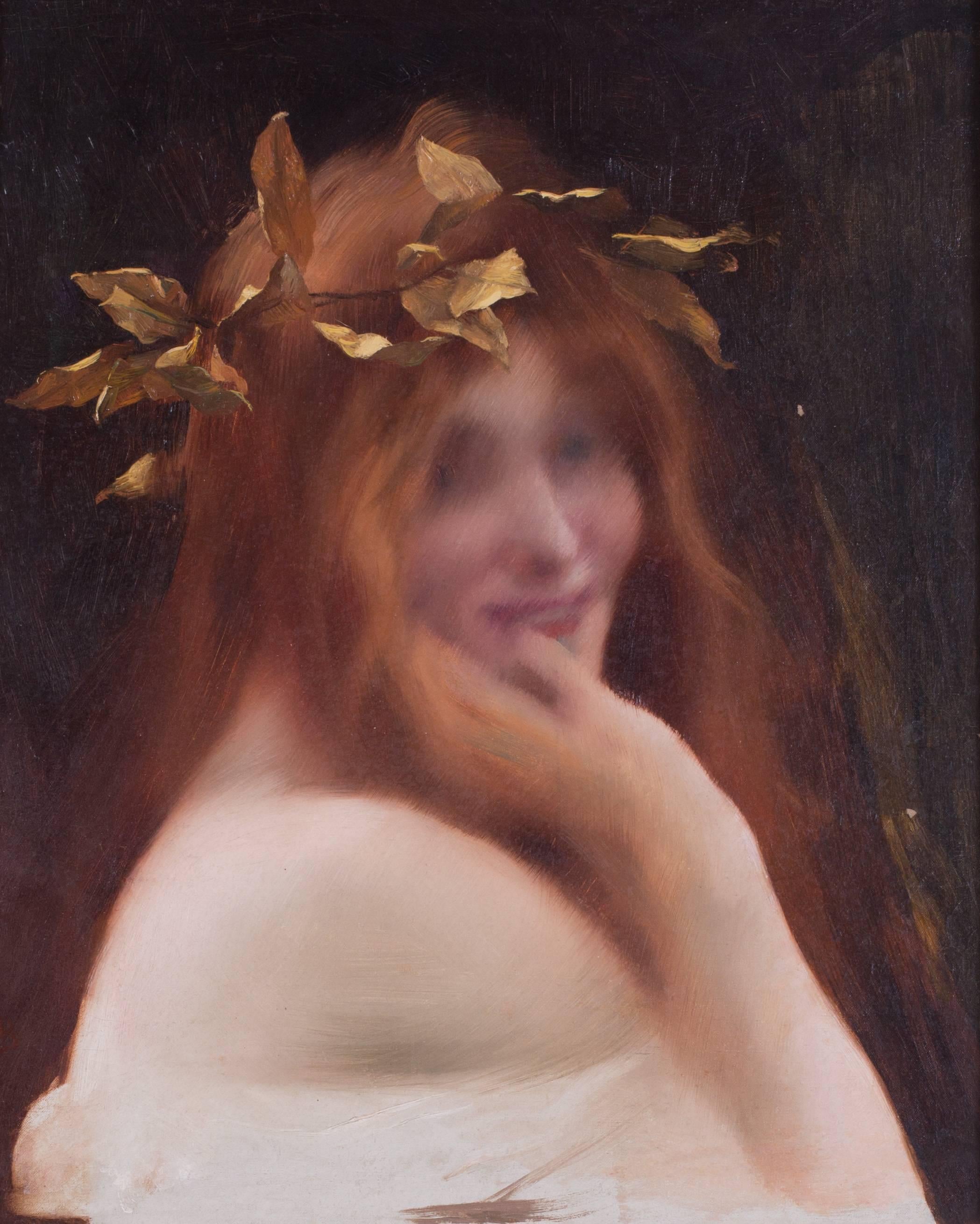 Maiden of Autumn - Brown Figurative Painting by Albert Besnard