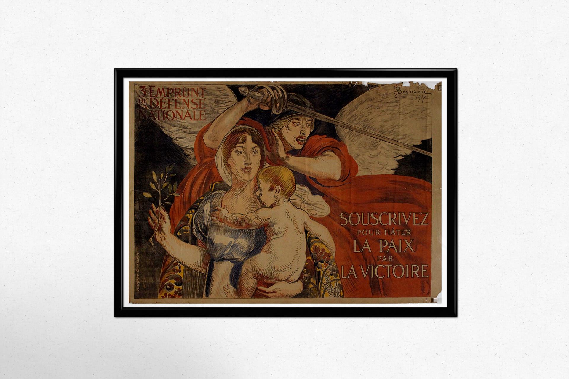 1917 original poster by Albert Besnard - 3e emprunt de la défense nationale For Sale 1