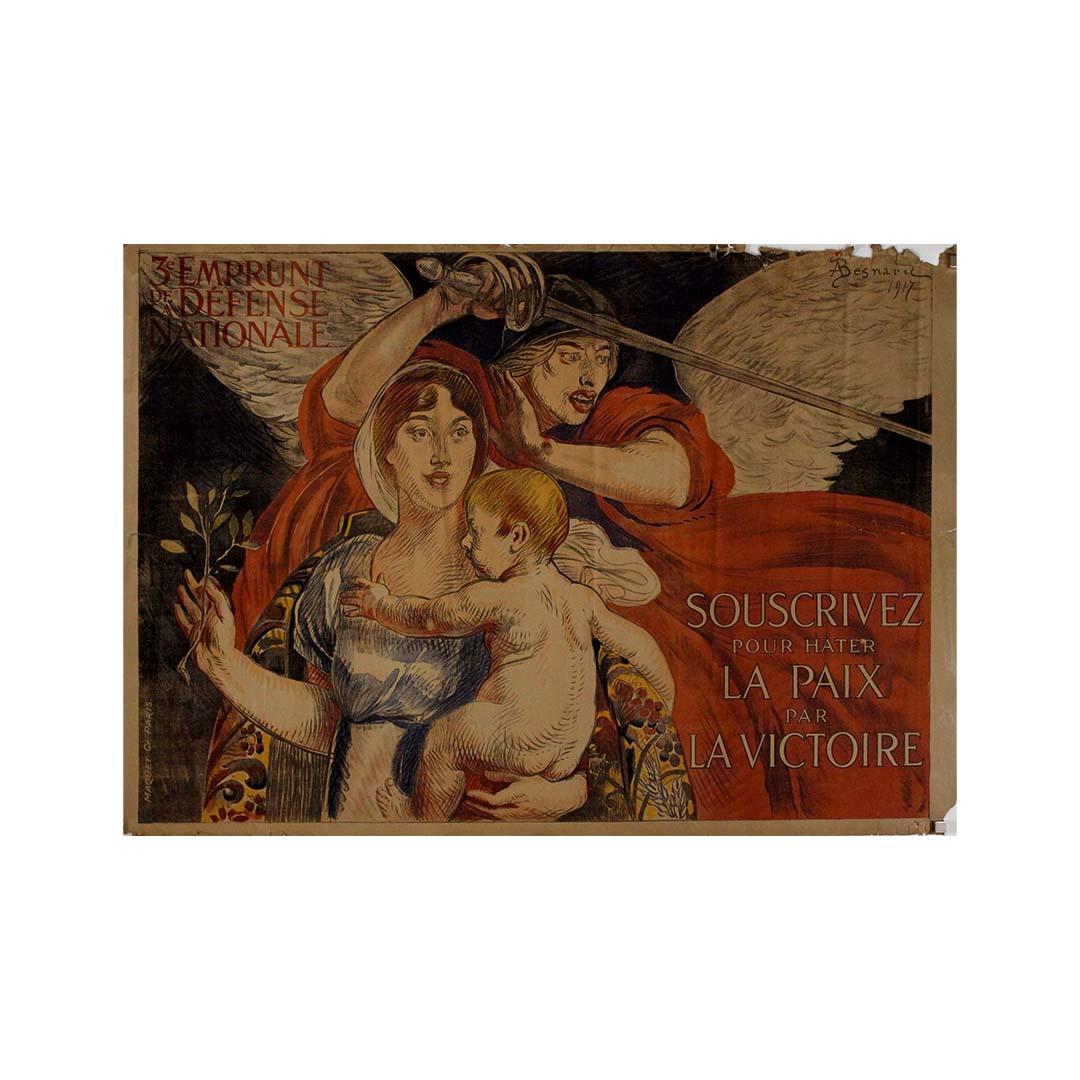 1917 original poster by Albert Besnard - 3e emprunt de la défense nationale For Sale 3