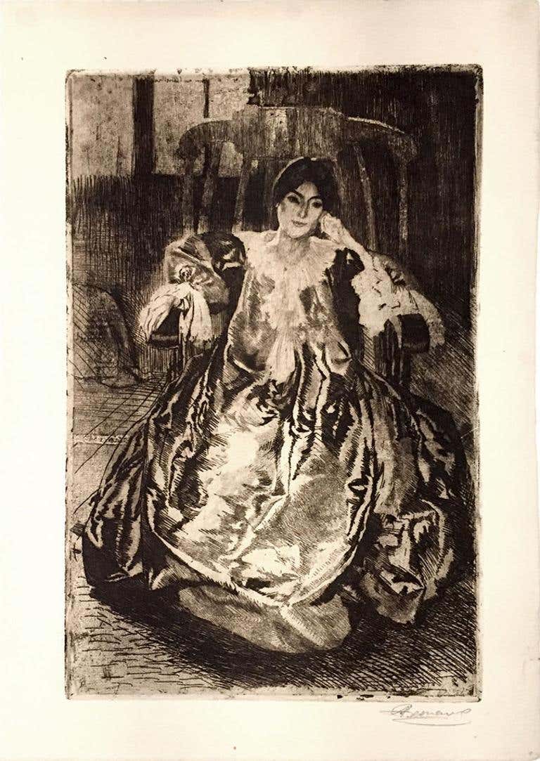 La Robe de Soie - Etching by Albert Besnard - 1880s