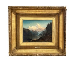 "In the Canadian Rockies" 19th Century Oil Painting on Canvas