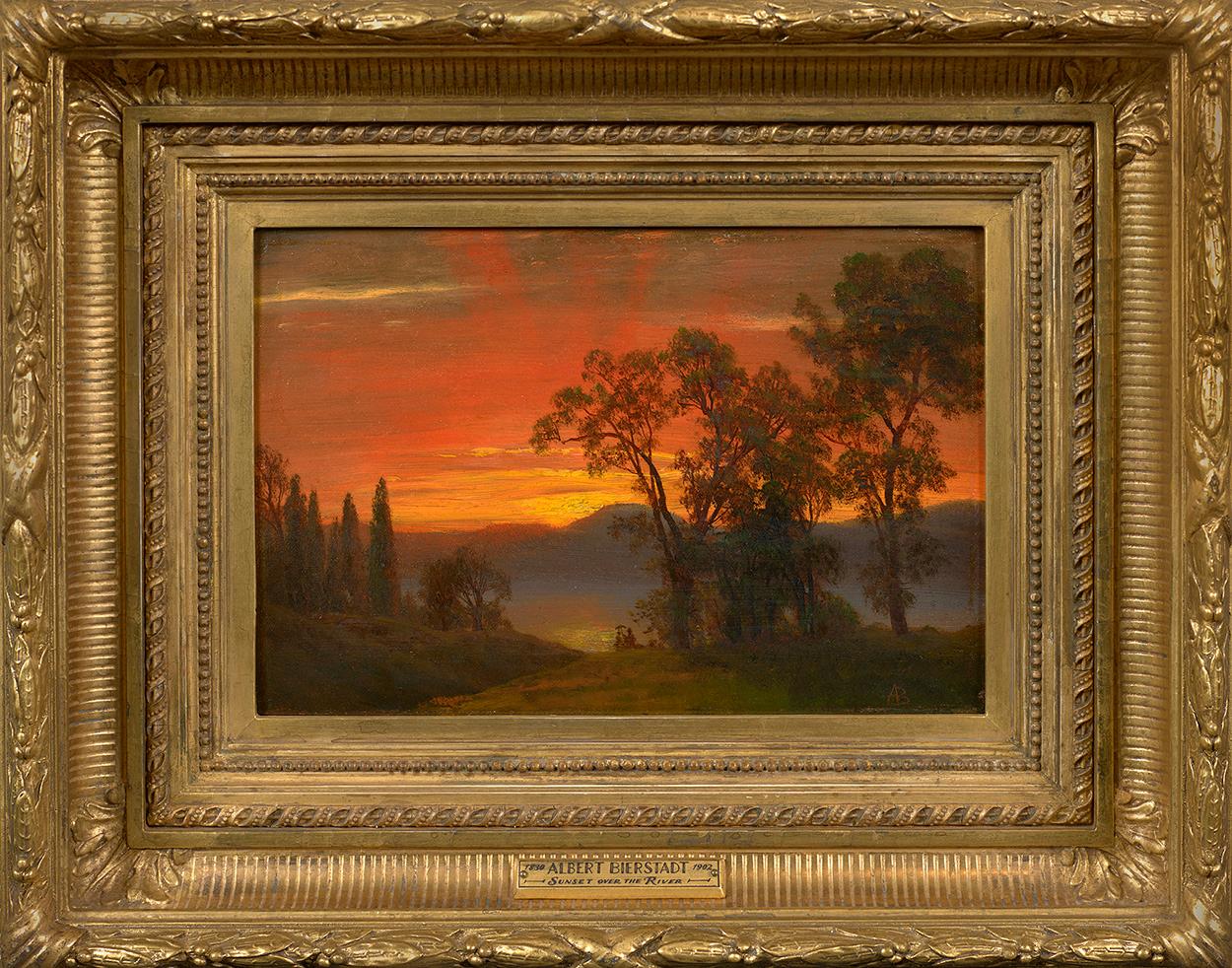 Sonnenuntergang über dem Fluss – Painting von Albert Bierstadt