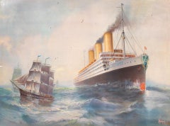 Period Lithograph on Tin of SS IMPERATOR