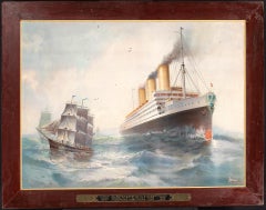 Antique Period Lithograph on Tin of SS IMPERATOR