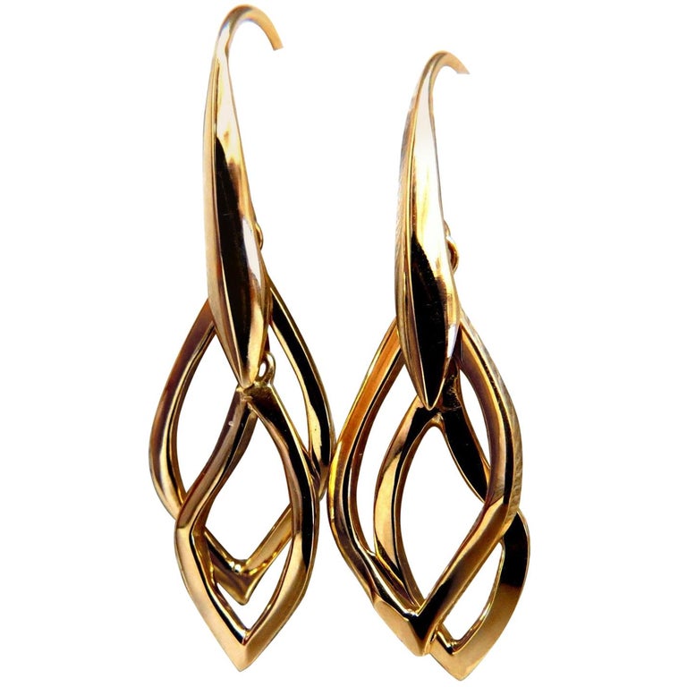 Albert Bossi 18 Karat 3-Tier Dangle Earrings For Sale at 1stDibs