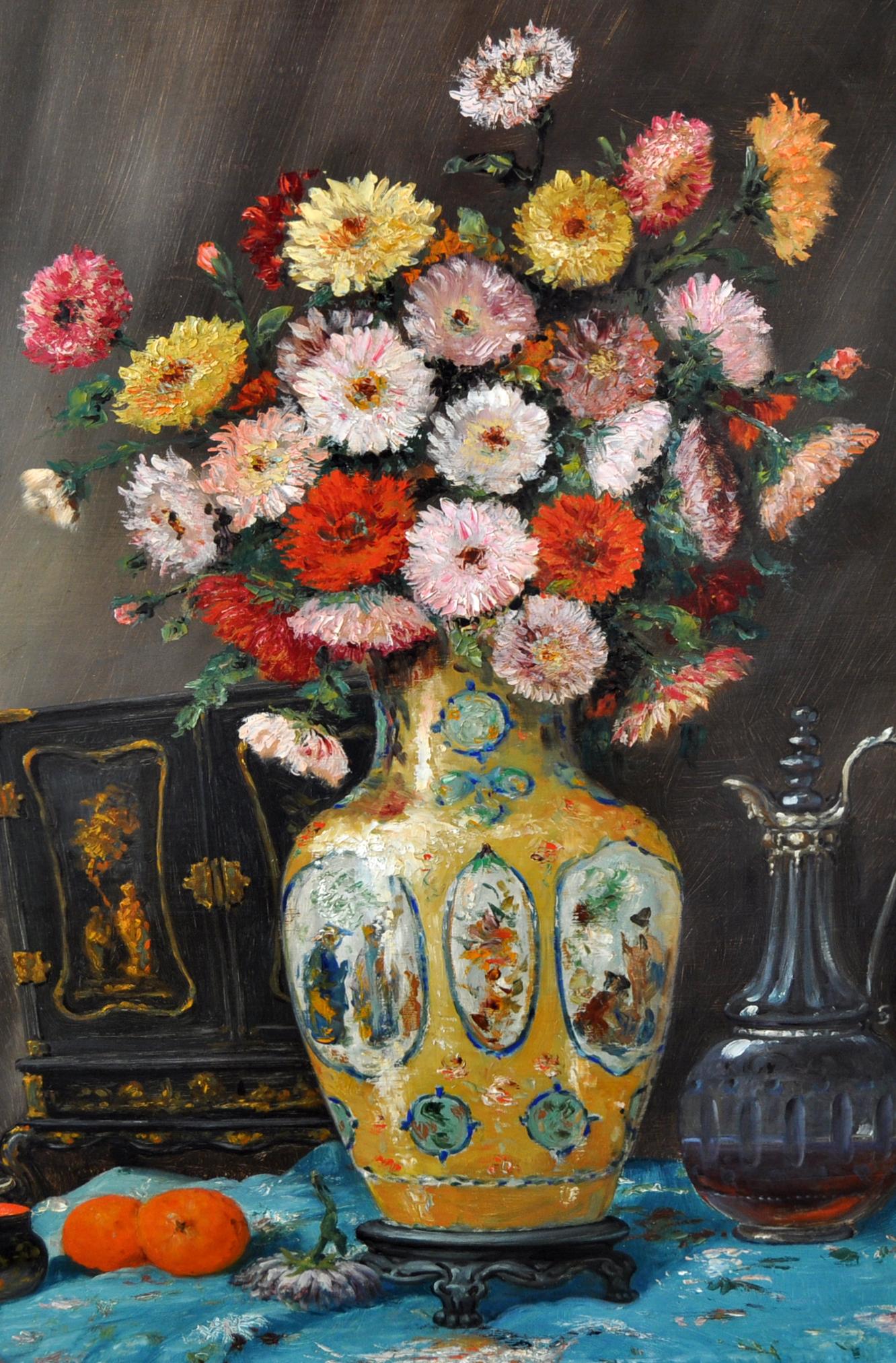 Óleo sobre tabla - Bodegón con elementos chinescos - Año 1929 For Sale 5
