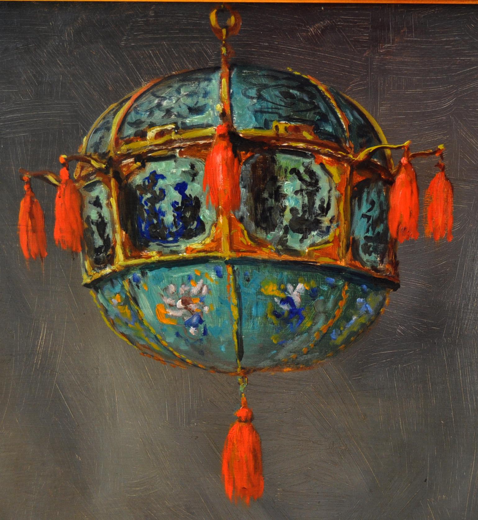 Óleo sobre tabla - Bodegón con elementos chinescos - Año 1929 - Realist Painting by Albert Boven
